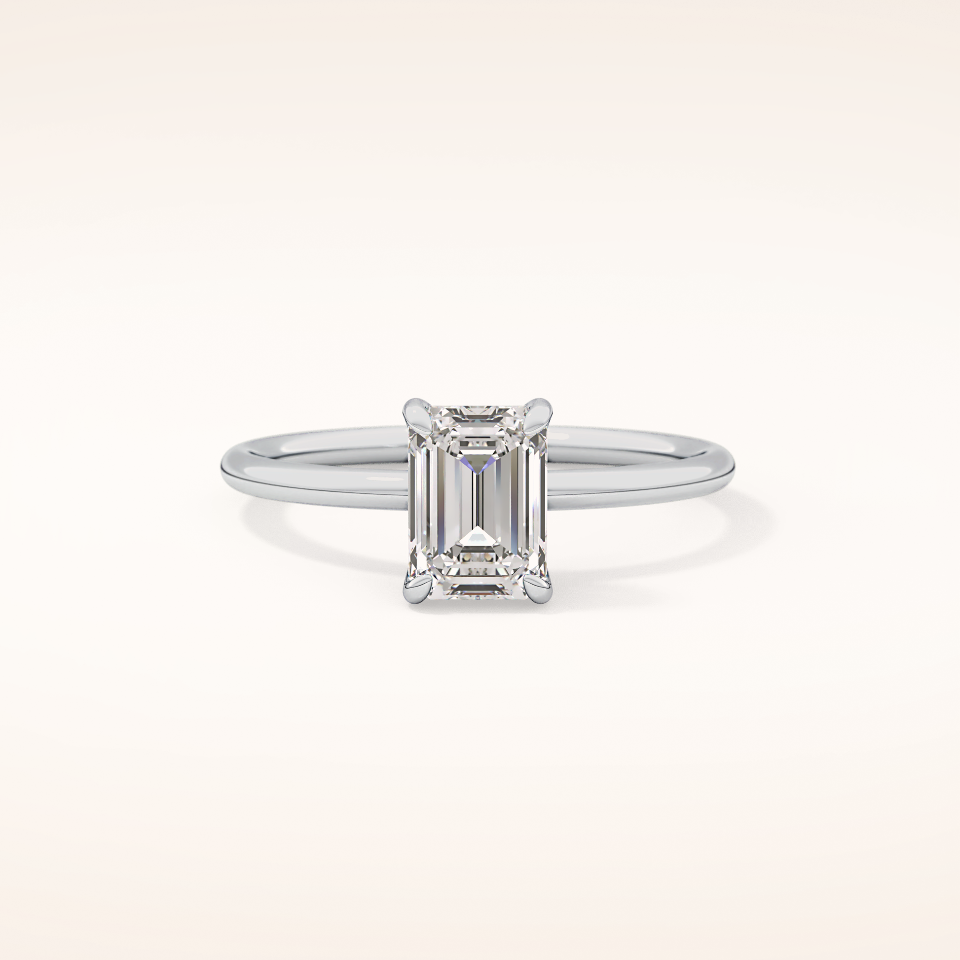 1.02 CT Emerald Shaped Solitaire Moissanite Engagement Ring