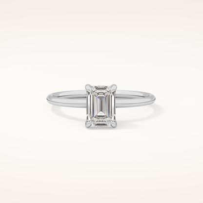 1.02 CT Emerald Shaped Solitaire Moissanite Engagement Ring