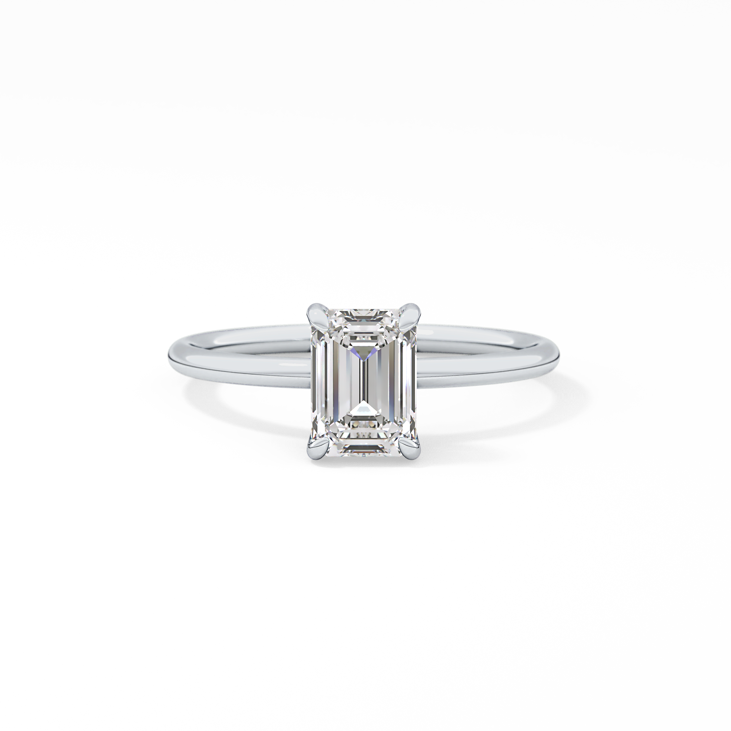 Emerald Solitaire Lab Grown Diamond Engagement Ring