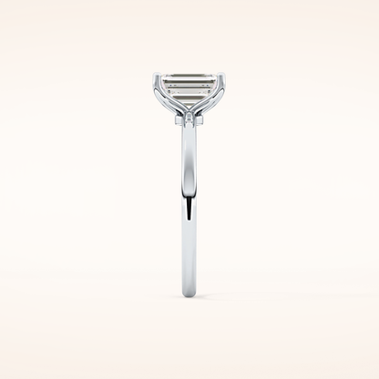 1.02 CT Emerald Shaped Solitaire Moissanite Engagement Ring