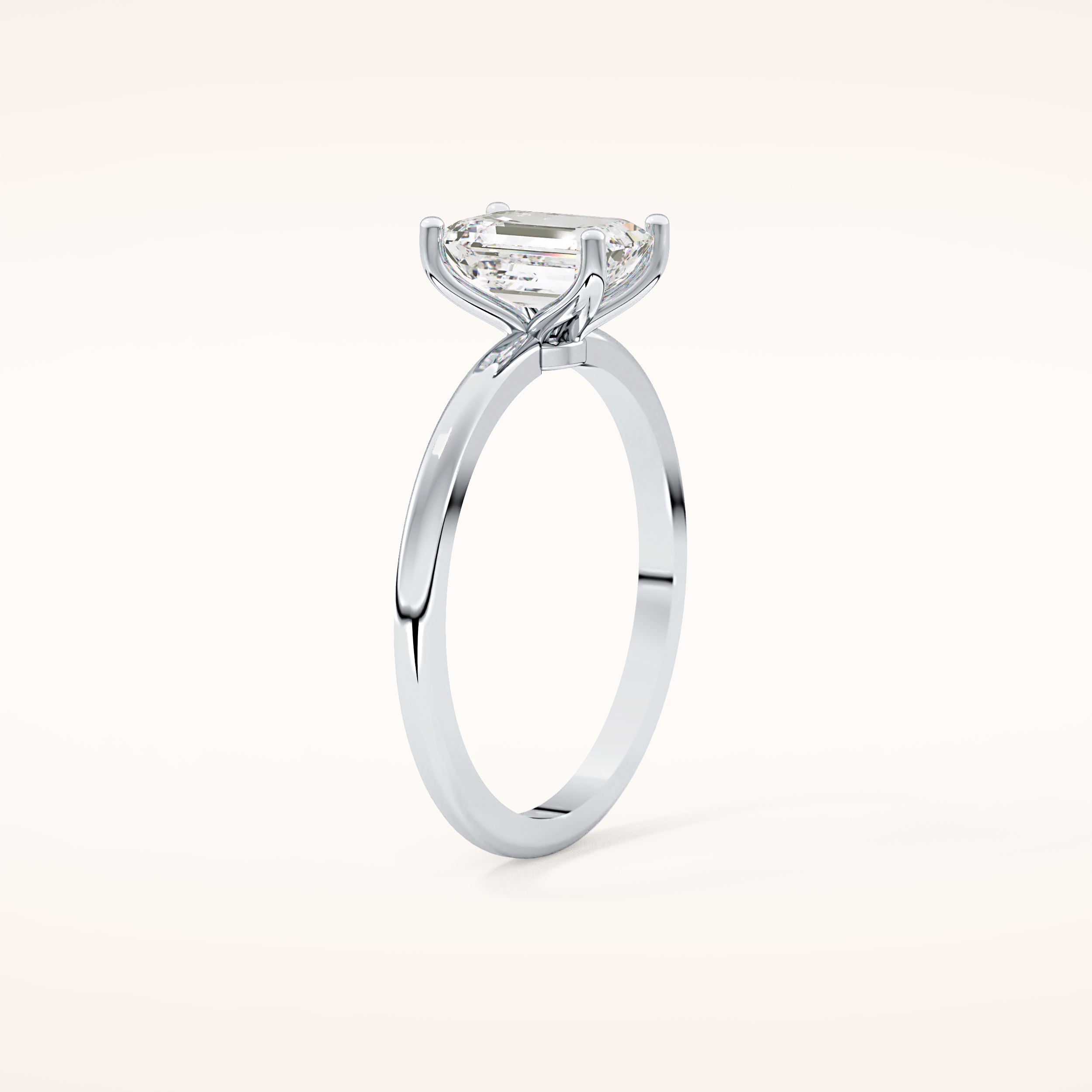 1.02 CT Emerald Shaped Solitaire Moissanite Engagement Ring