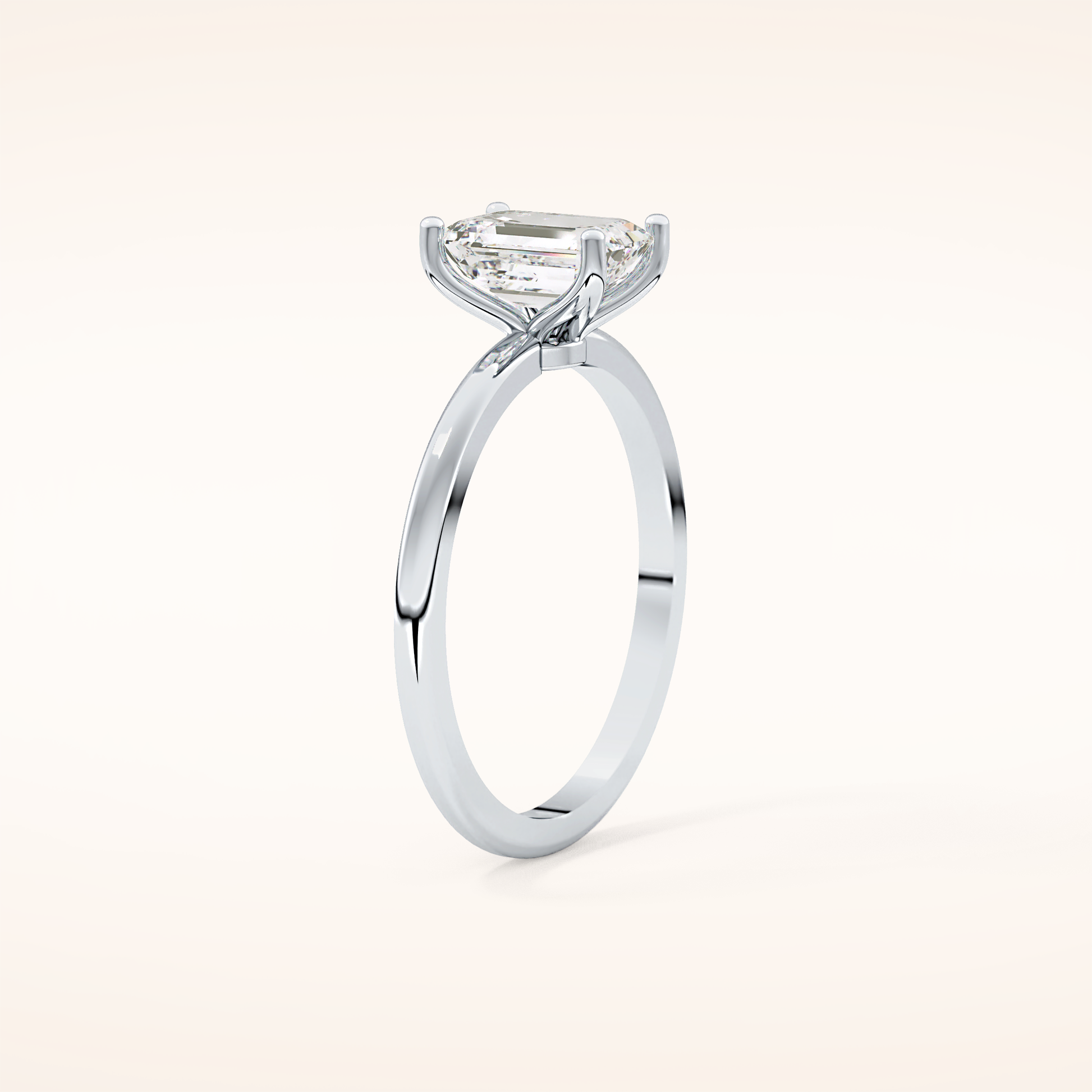 1.02 CT Emerald Shaped Solitaire Moissanite Engagement Ring