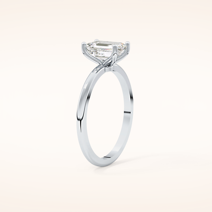 1.02 CT Emerald Shaped Solitaire Moissanite Engagement Ring