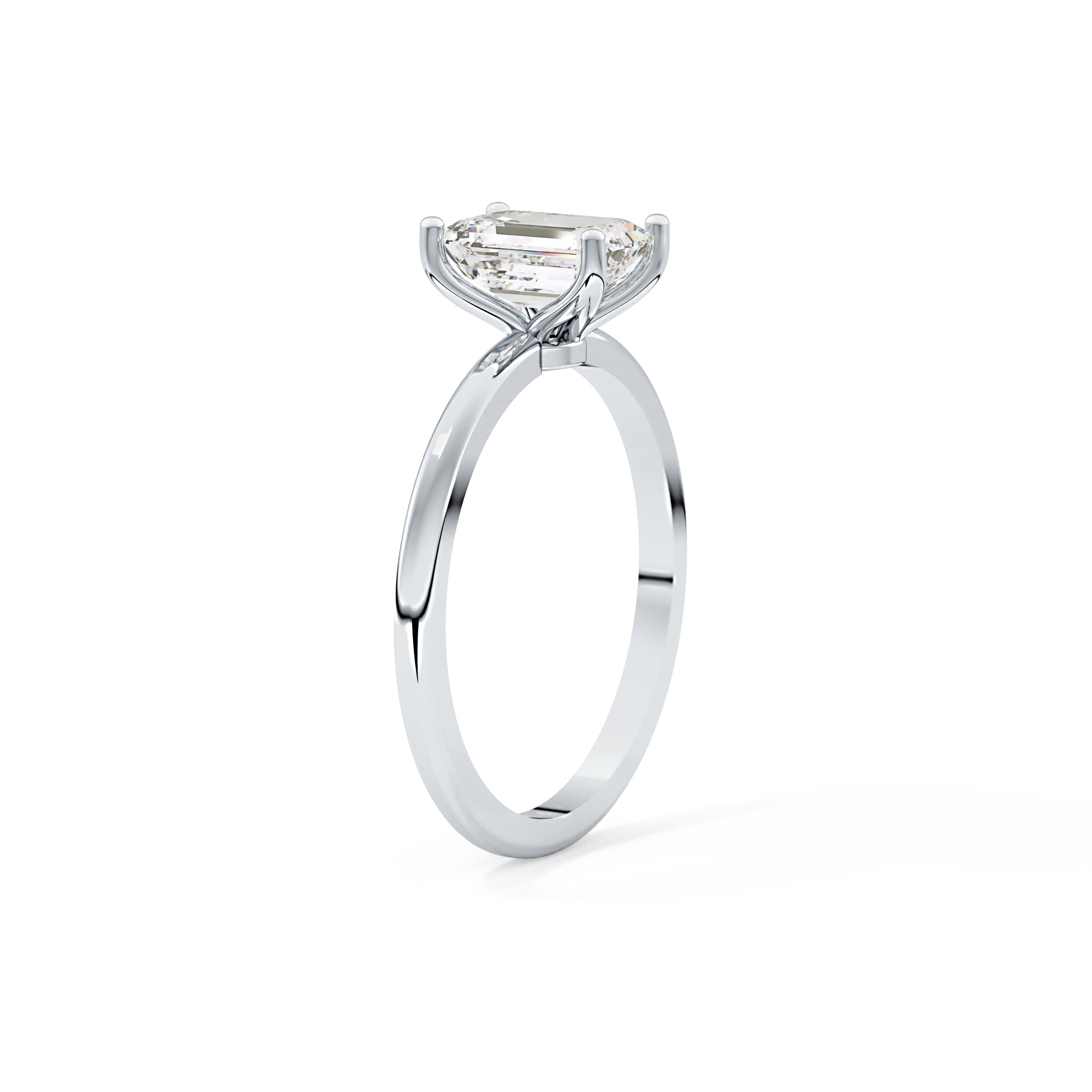 Emerald Solitaire Lab Grown Diamond Engagement Ring