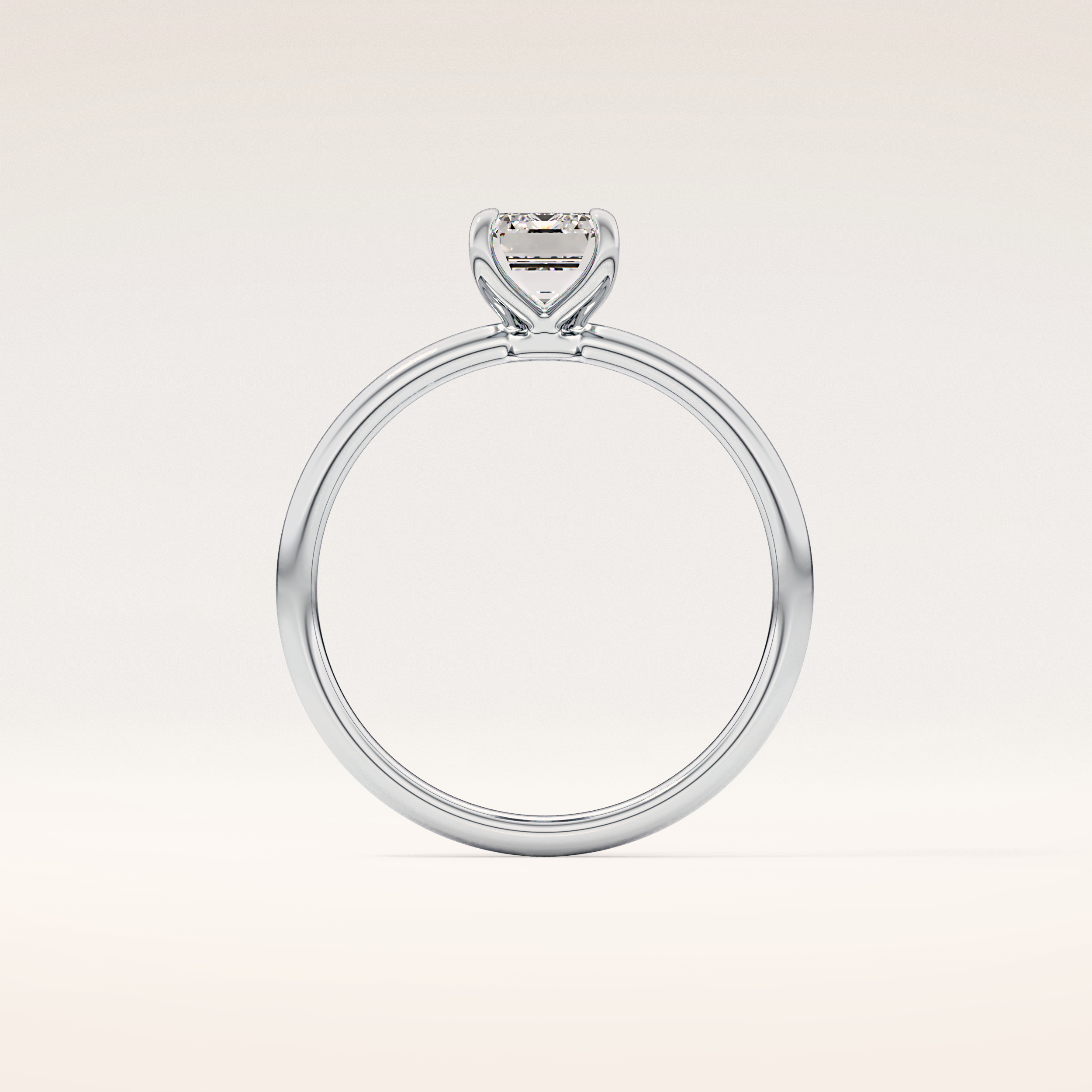 1.02 CT Emerald Shaped Solitaire Moissanite Engagement Ring