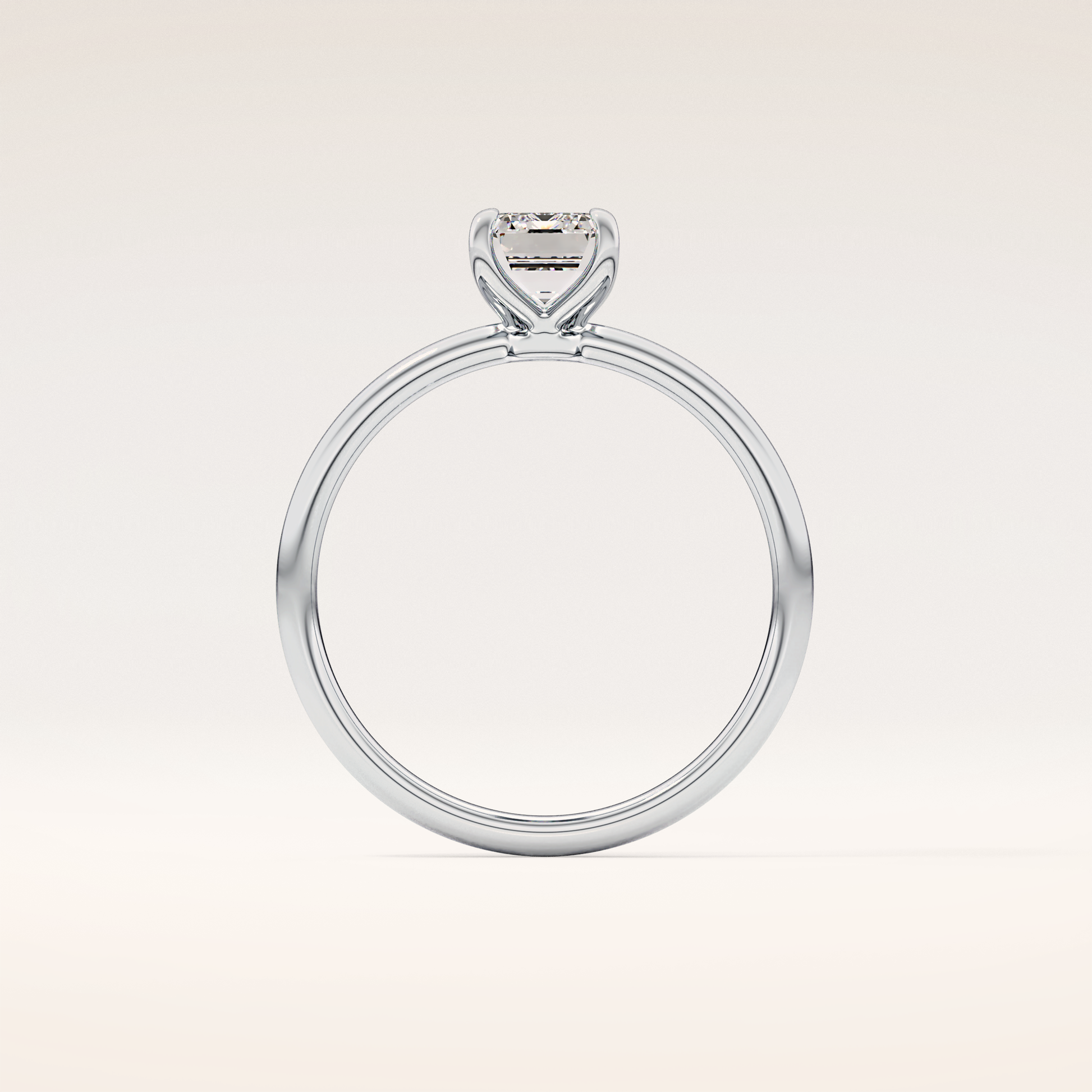 1.02 CT Emerald Shaped Solitaire Moissanite Engagement Ring