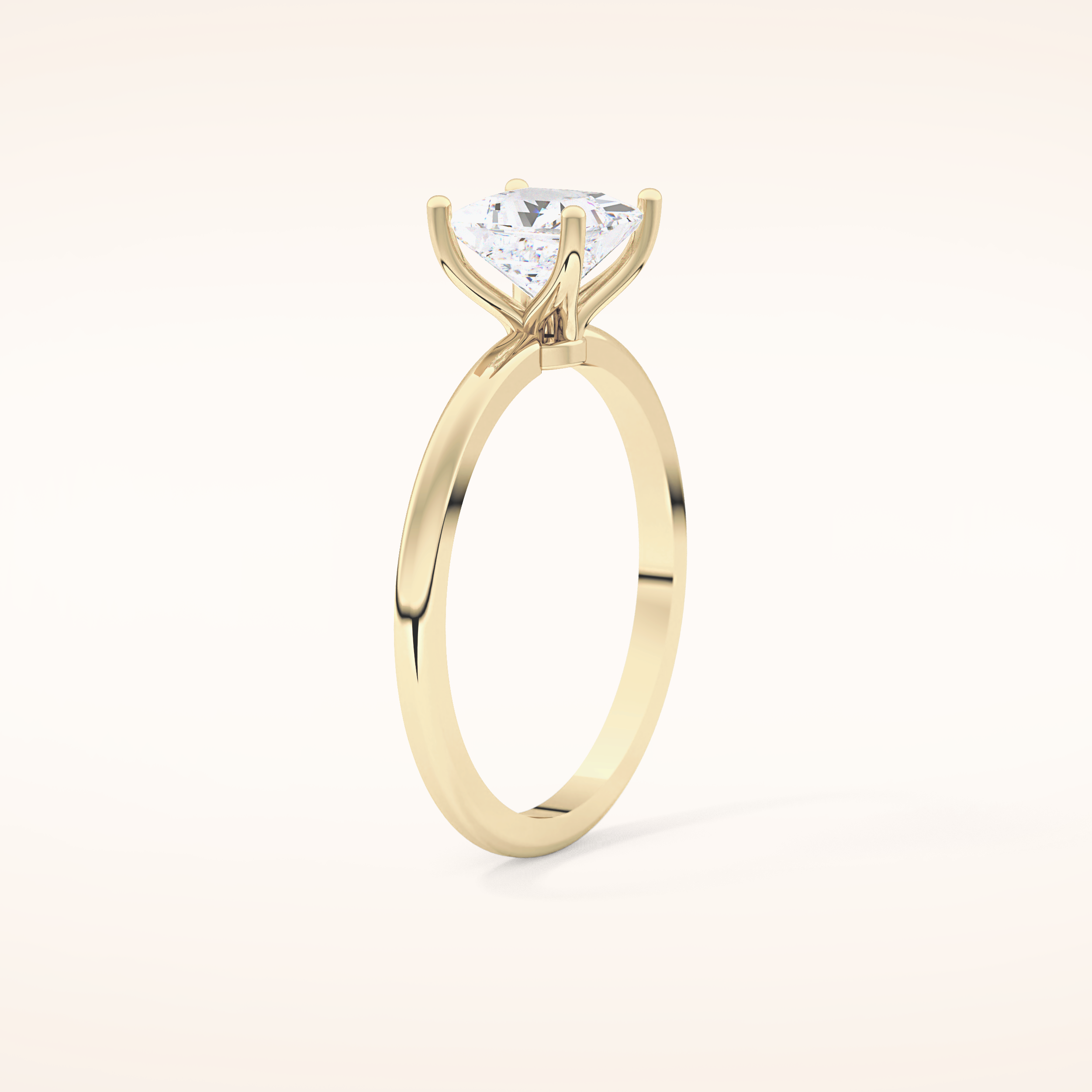 1.04 CT Princess Shaped Solitaire Moissanite Engagement Ring