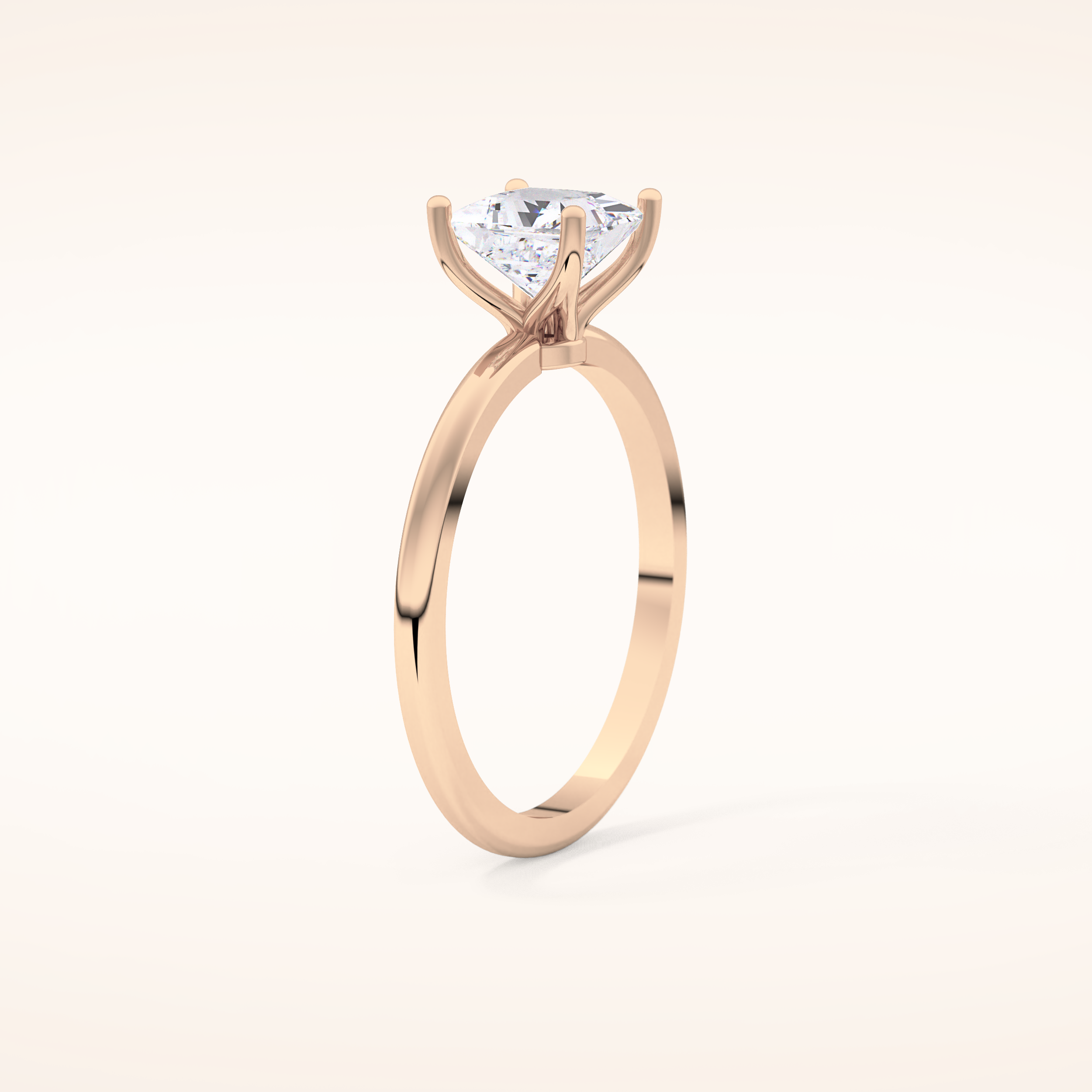 1.04 CT Princess Shaped Solitaire Moissanite Engagement Ring