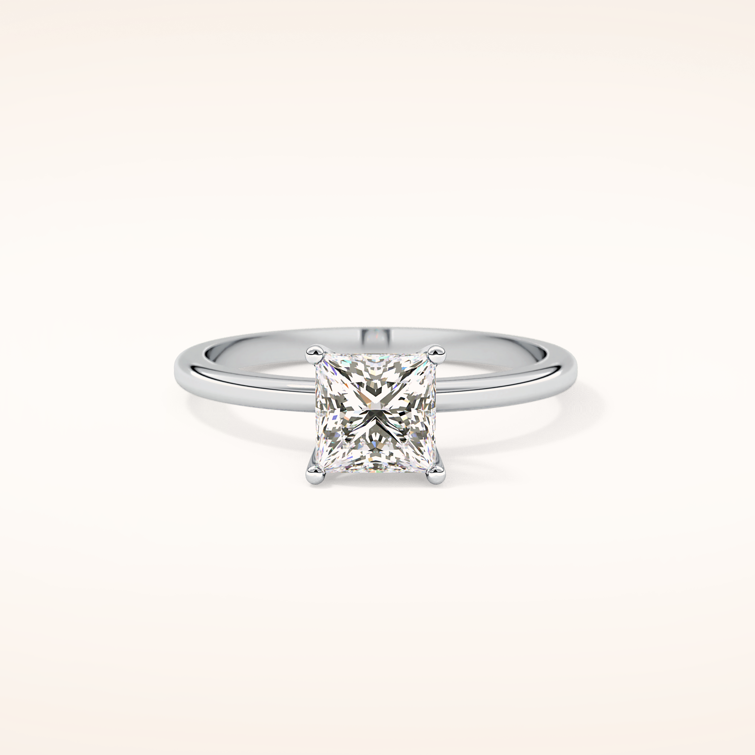 1.04 CT Princess Shaped Solitaire Moissanite Engagement Ring