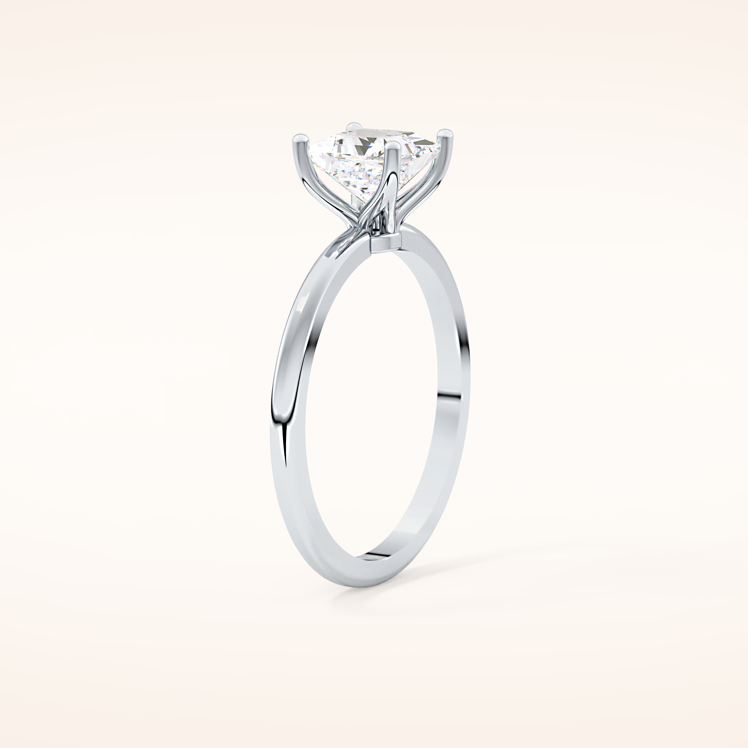 1.04 CT Princess Shaped Solitaire Moissanite Engagement Ring