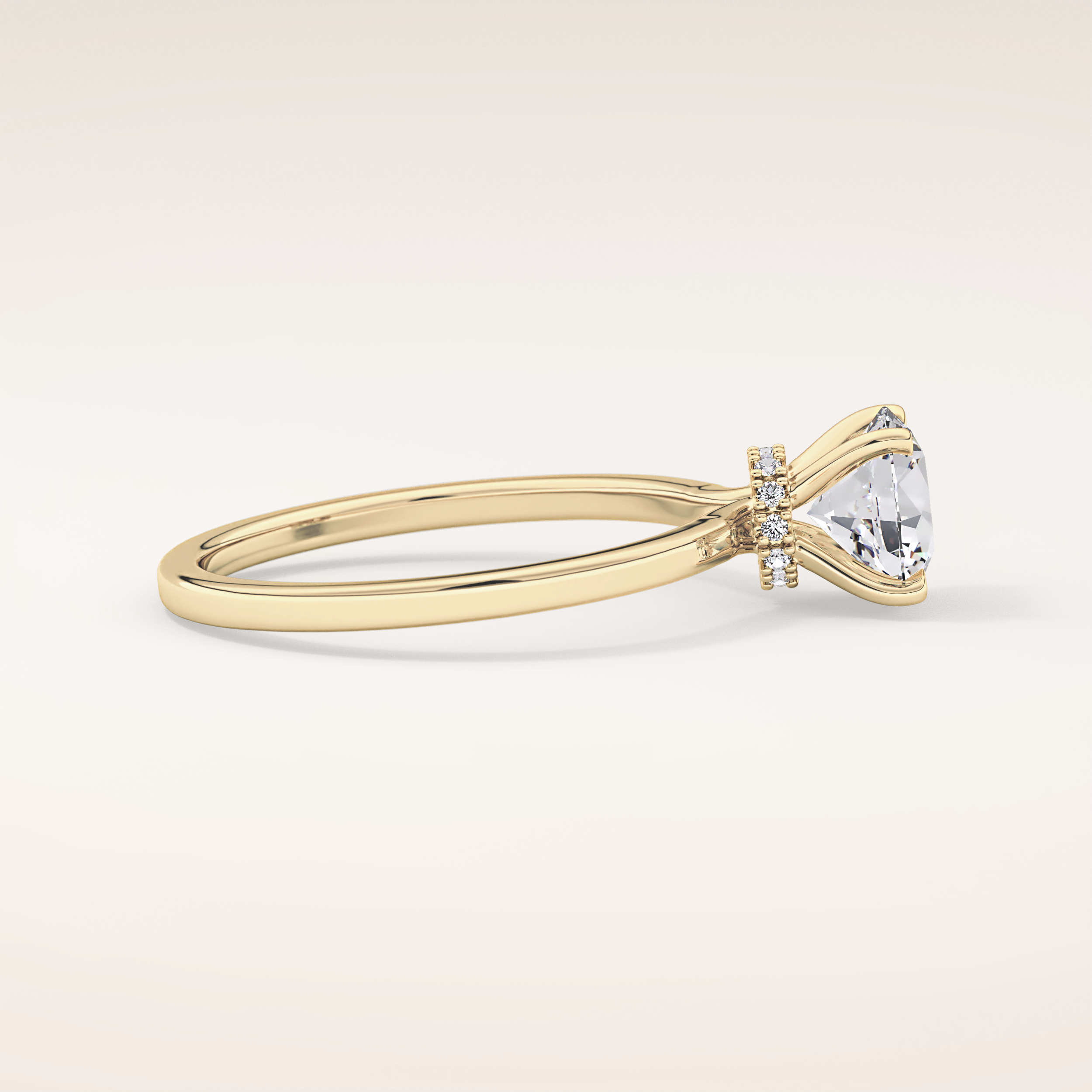 0.033 CT Round Shaped Hidden Halo Moissanite Engagement Ring