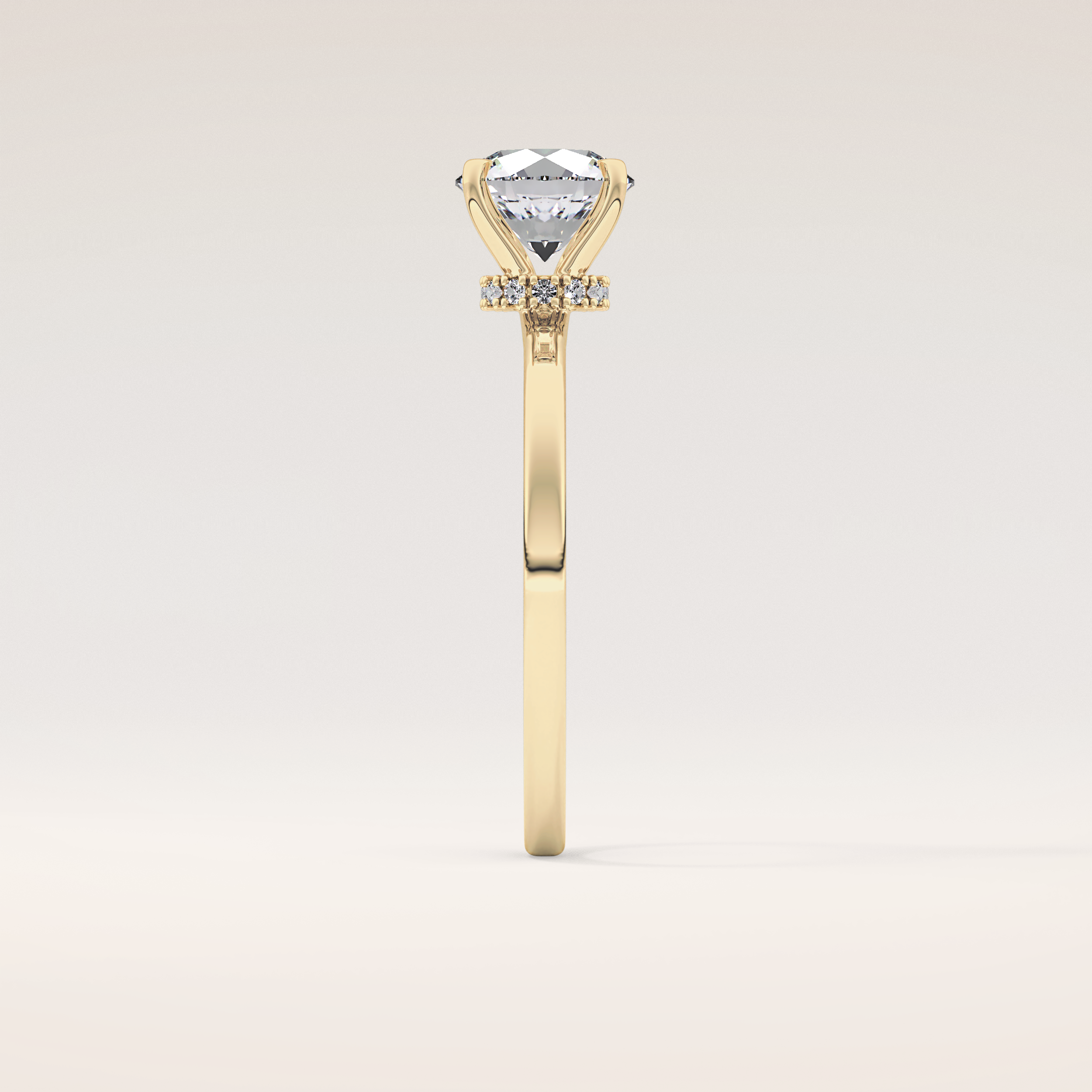 0.033 CT Round Shaped Hidden Halo Moissanite Engagement Ring