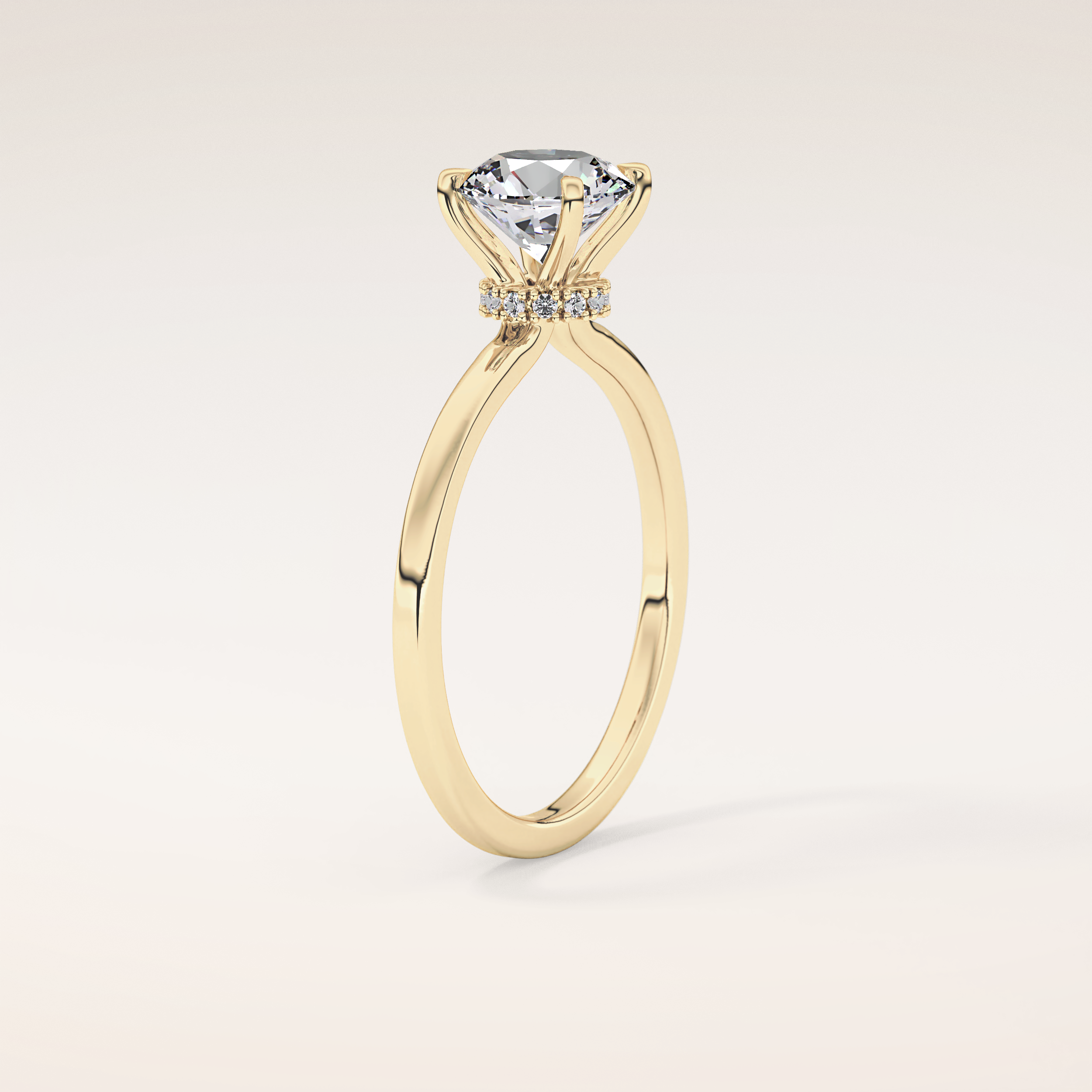 0.033 CT Round Shaped Hidden Halo Moissanite Engagement Ring