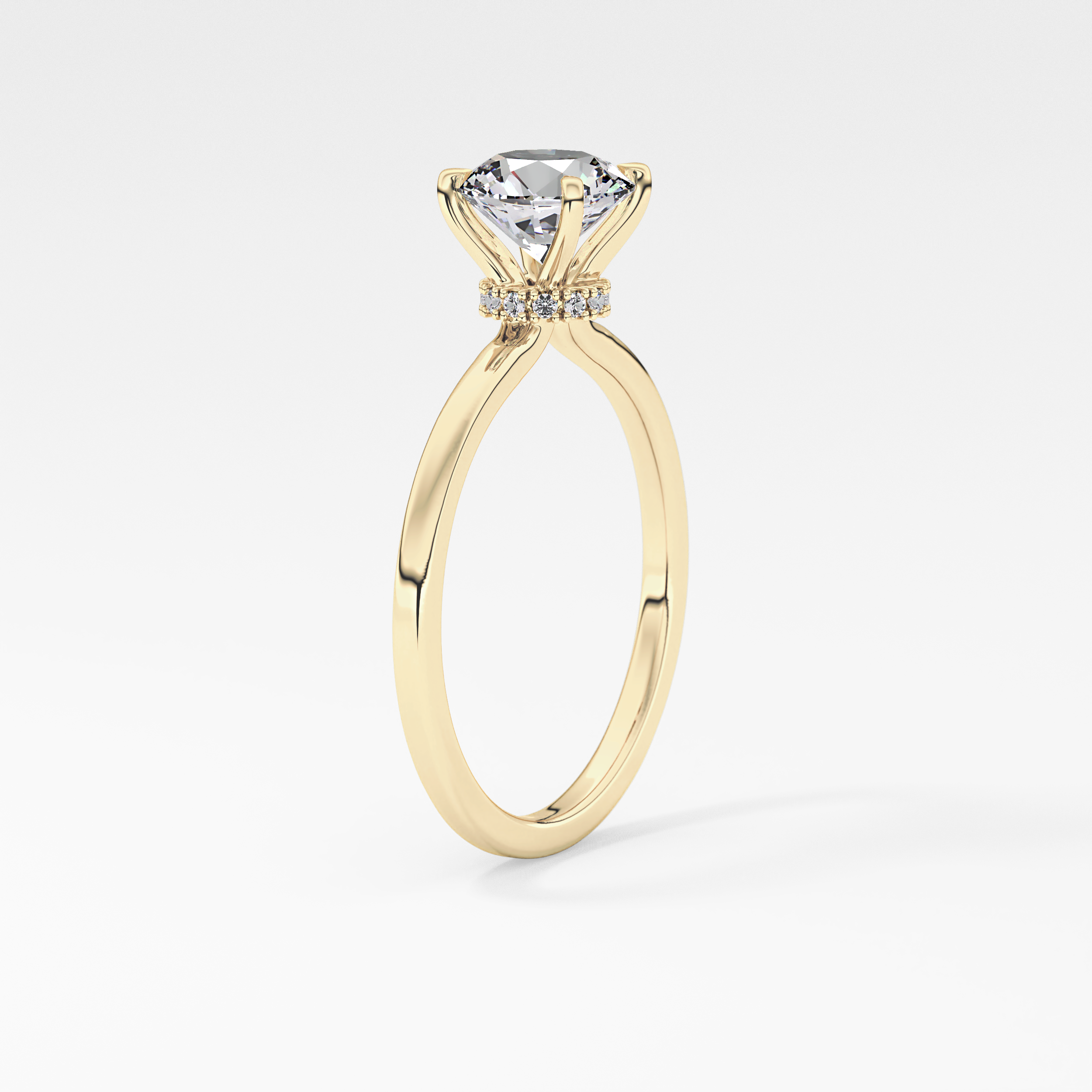 Round Hidden Halo Lab Grown Diamond Engagement Ring