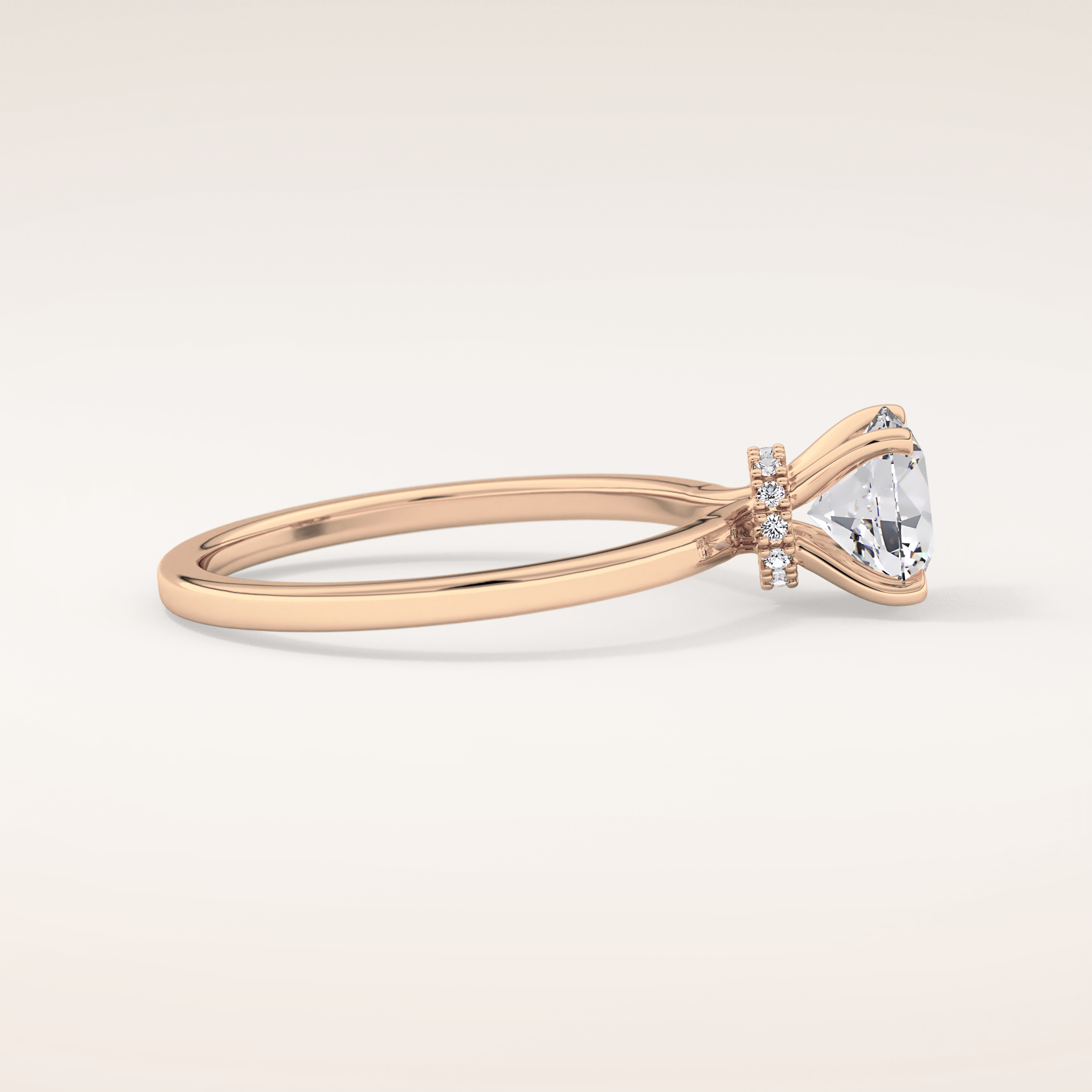 0.033 CT Round Shaped Hidden Halo Moissanite Engagement Ring