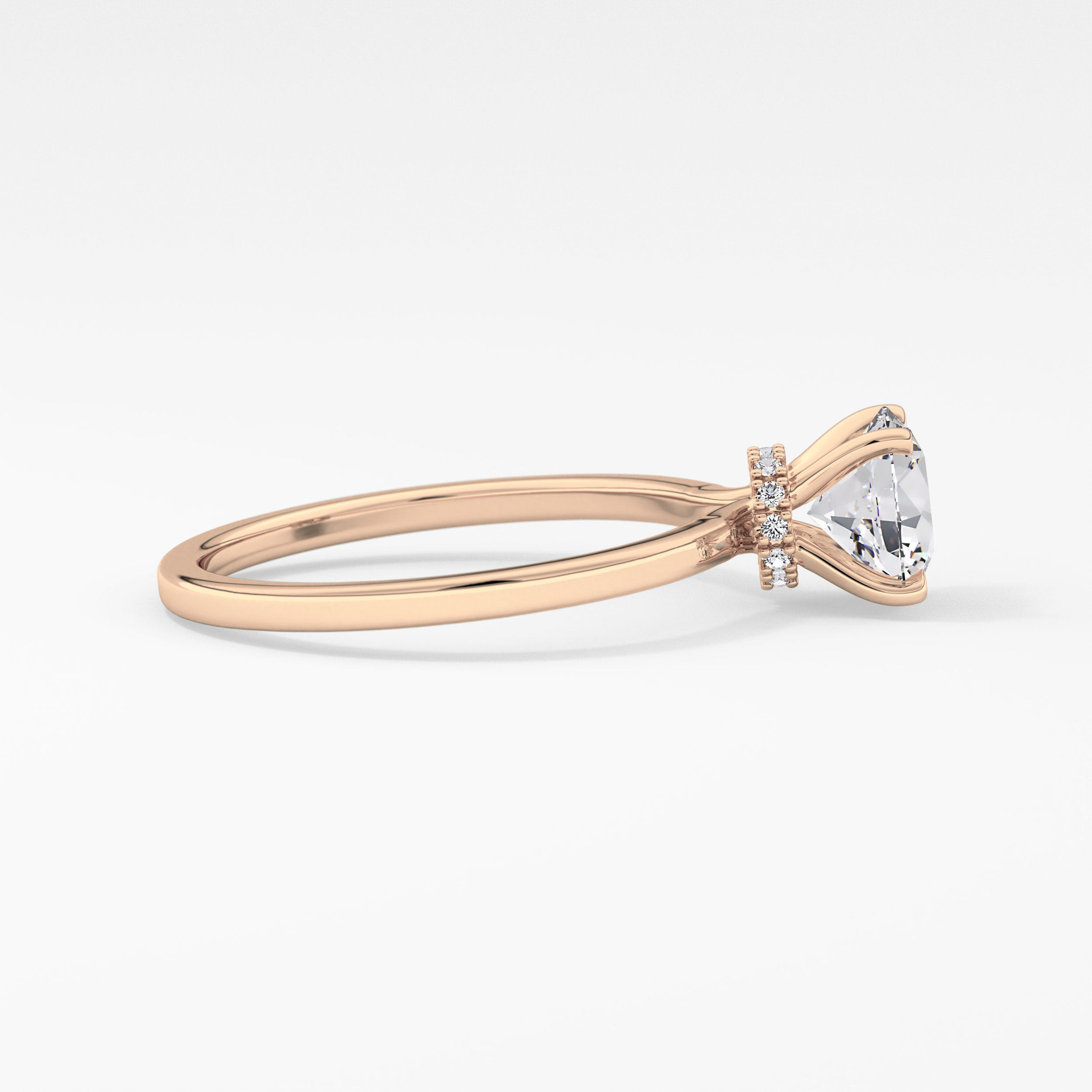 Round Hidden Halo Lab Grown Diamond Engagement Ring