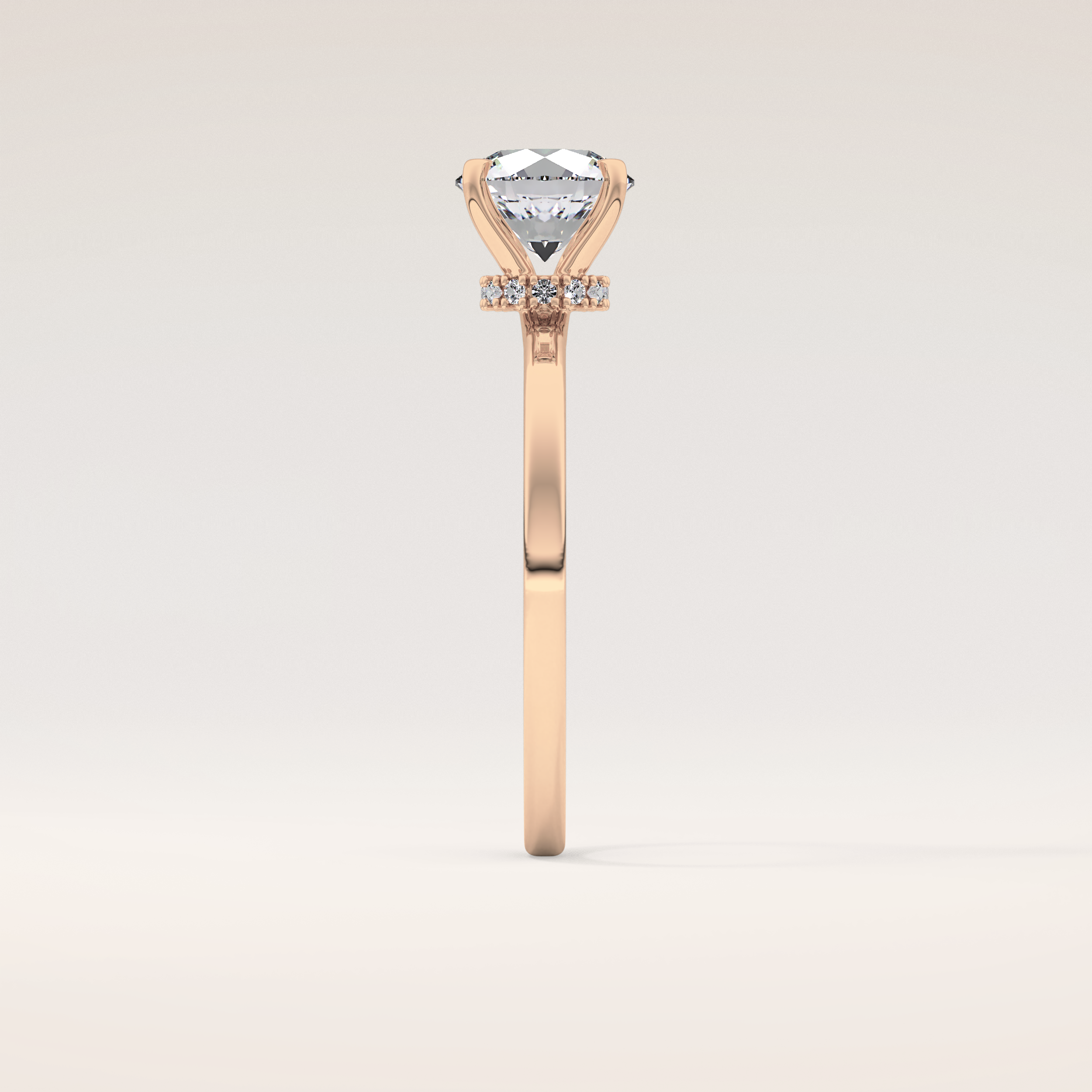 0.033 CT Round Shaped Hidden Halo Moissanite Engagement Ring