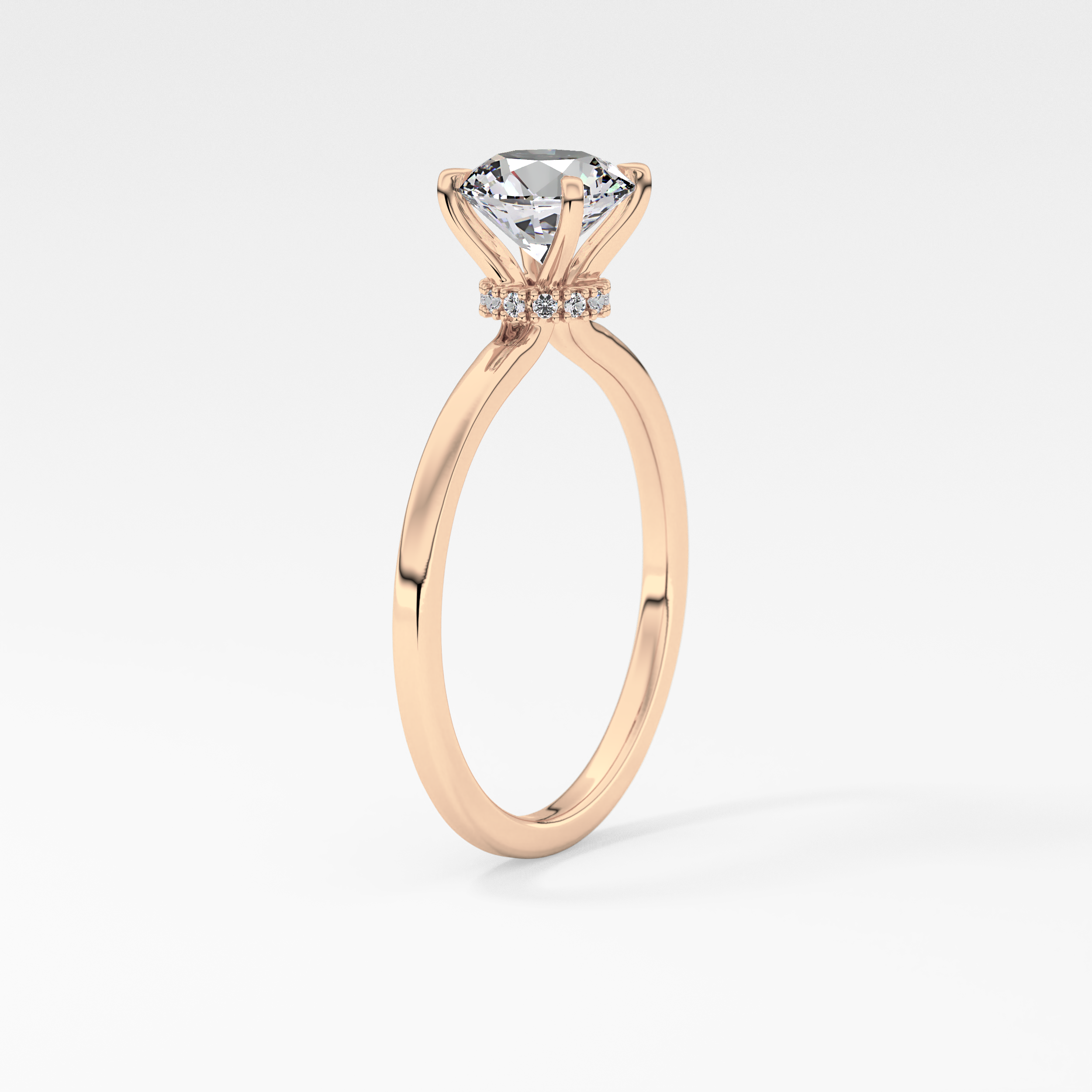 Round Hidden Halo Lab Grown Diamond Engagement Ring