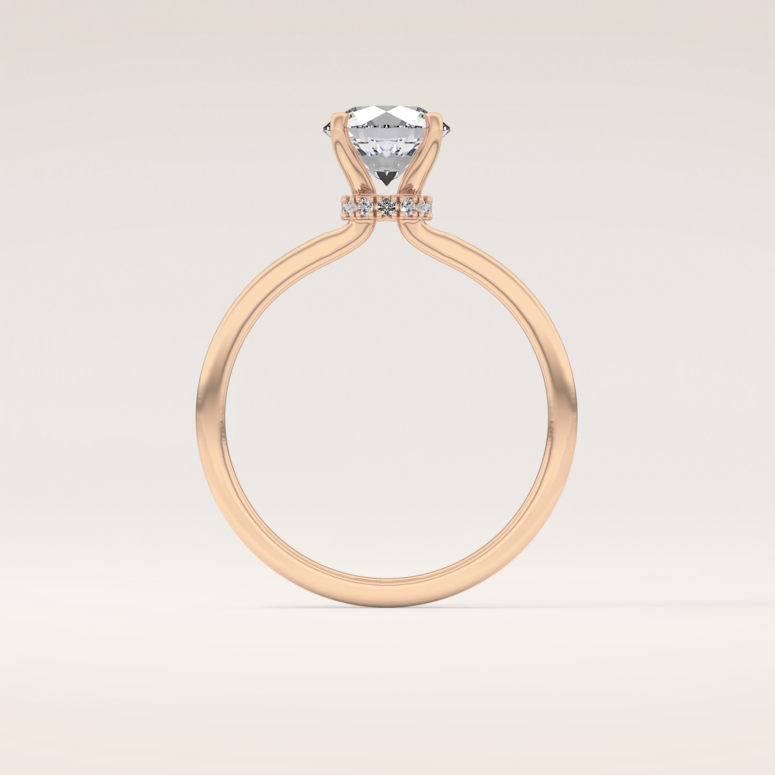 0.033 CT Round Shaped Hidden Halo Moissanite Engagement Ring