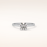 0.033 CT Round Shaped Hidden Halo Moissanite Engagement Ring