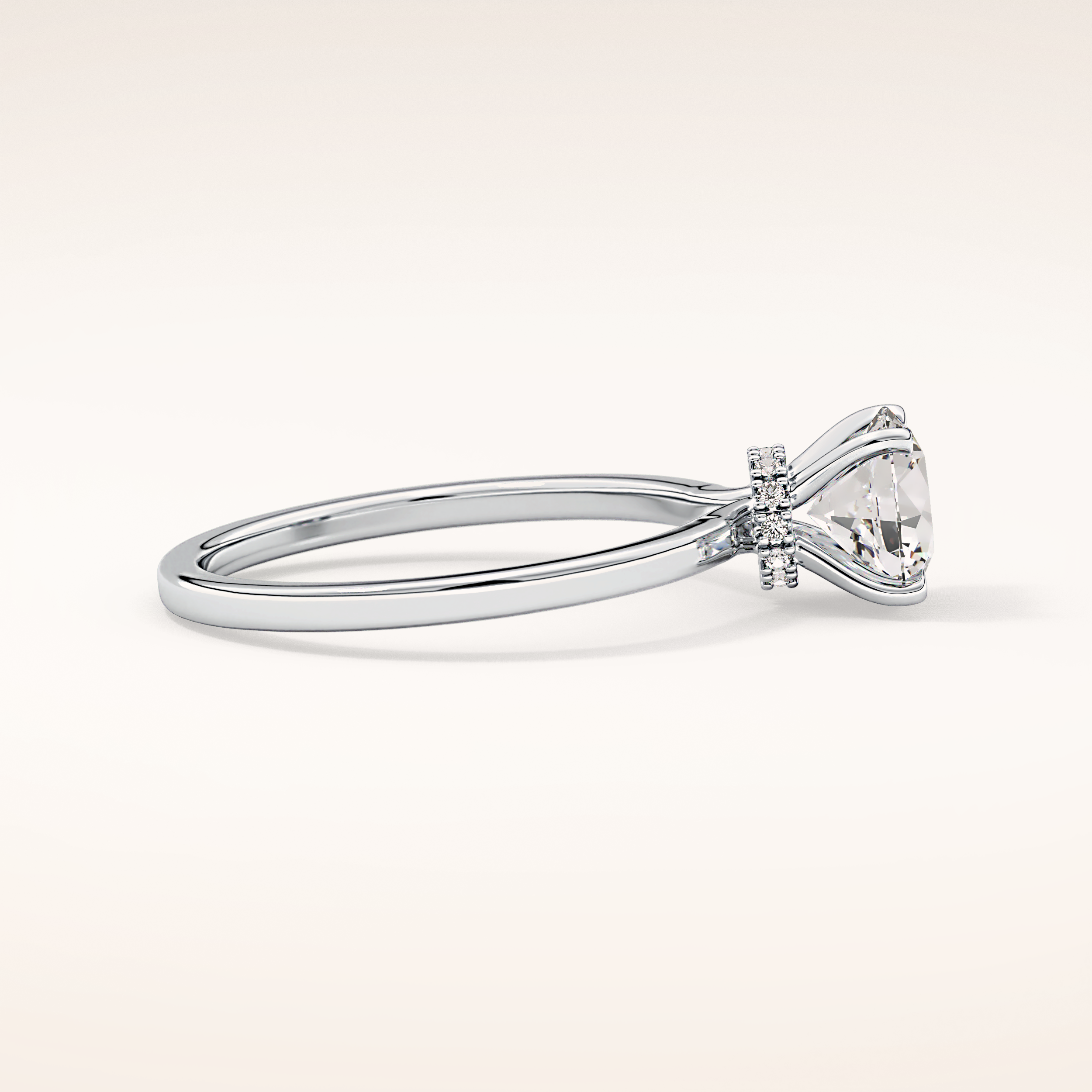 0.033 CT Round Shaped Hidden Halo Moissanite Engagement Ring
