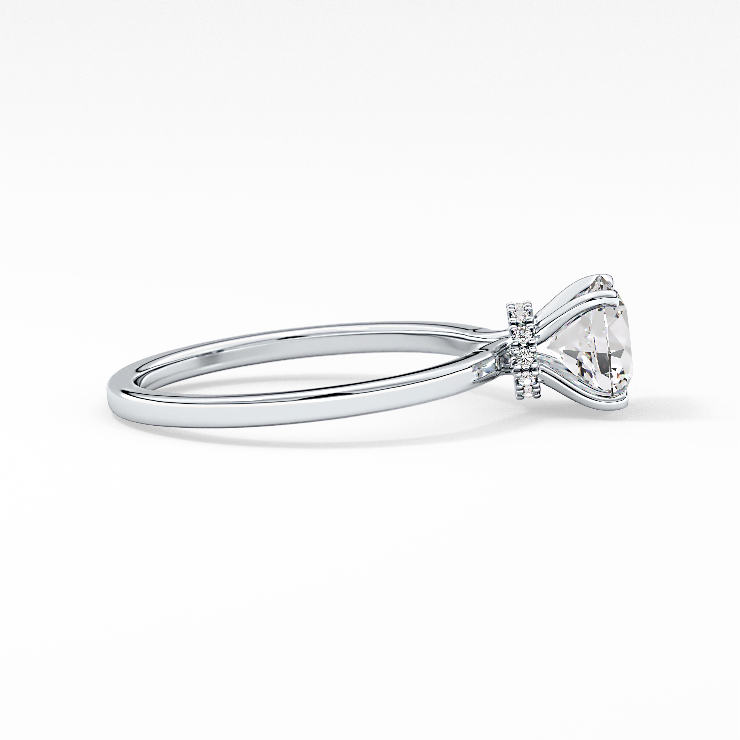 Round Hidden Halo Lab Grown Diamond Engagement Ring