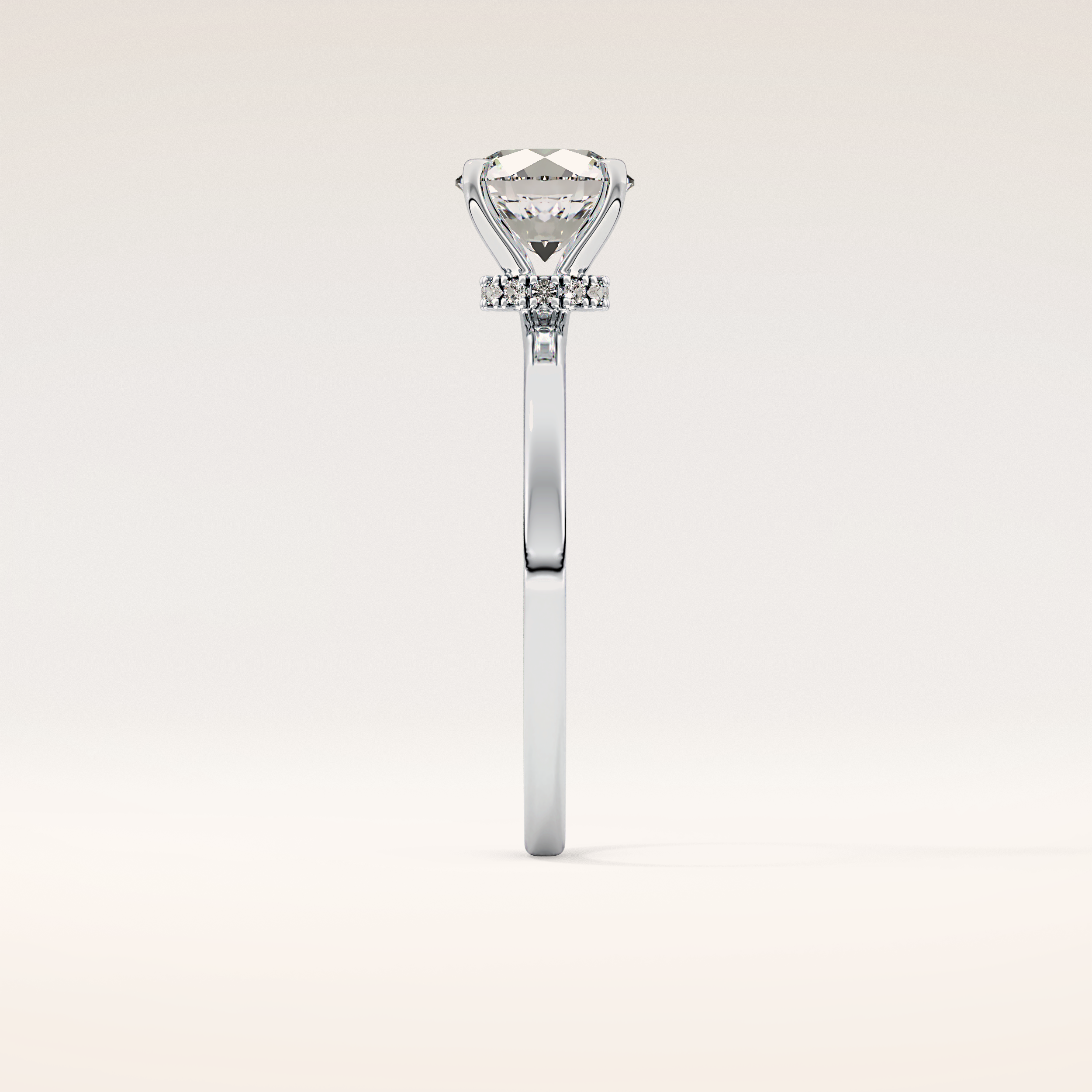 0.033 CT Round Shaped Hidden Halo Moissanite Engagement Ring
