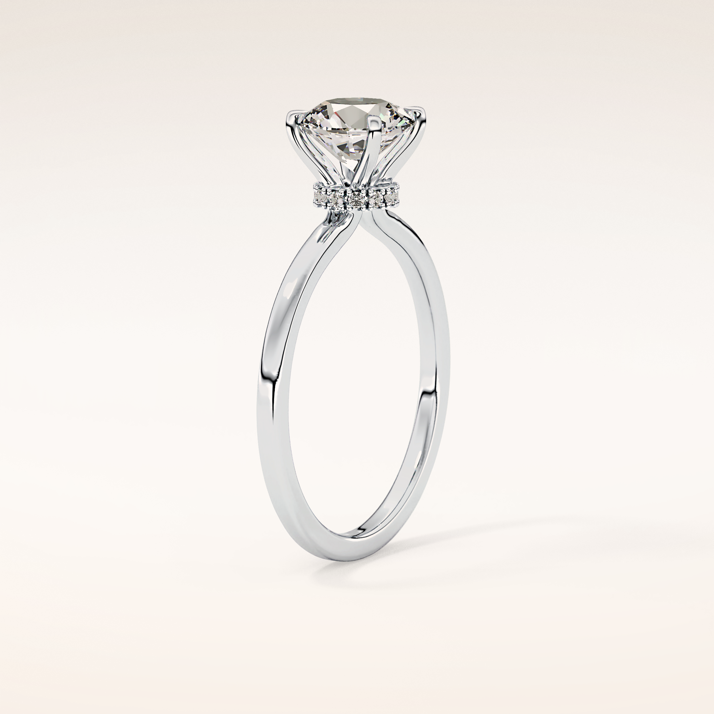 0.033 CT Round Shaped Hidden Halo Moissanite Engagement Ring