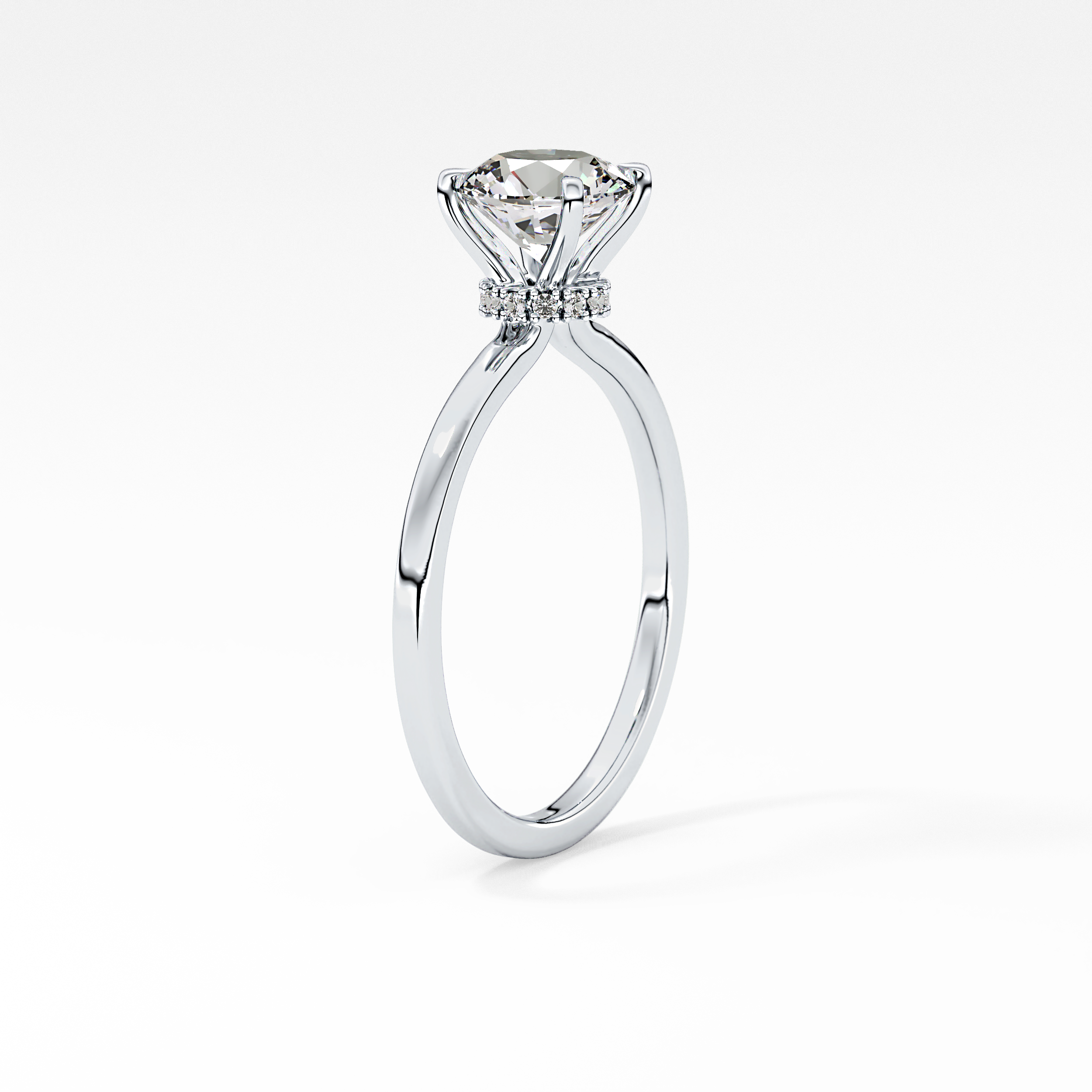 Round Hidden Halo Lab Grown Diamond Engagement Ring