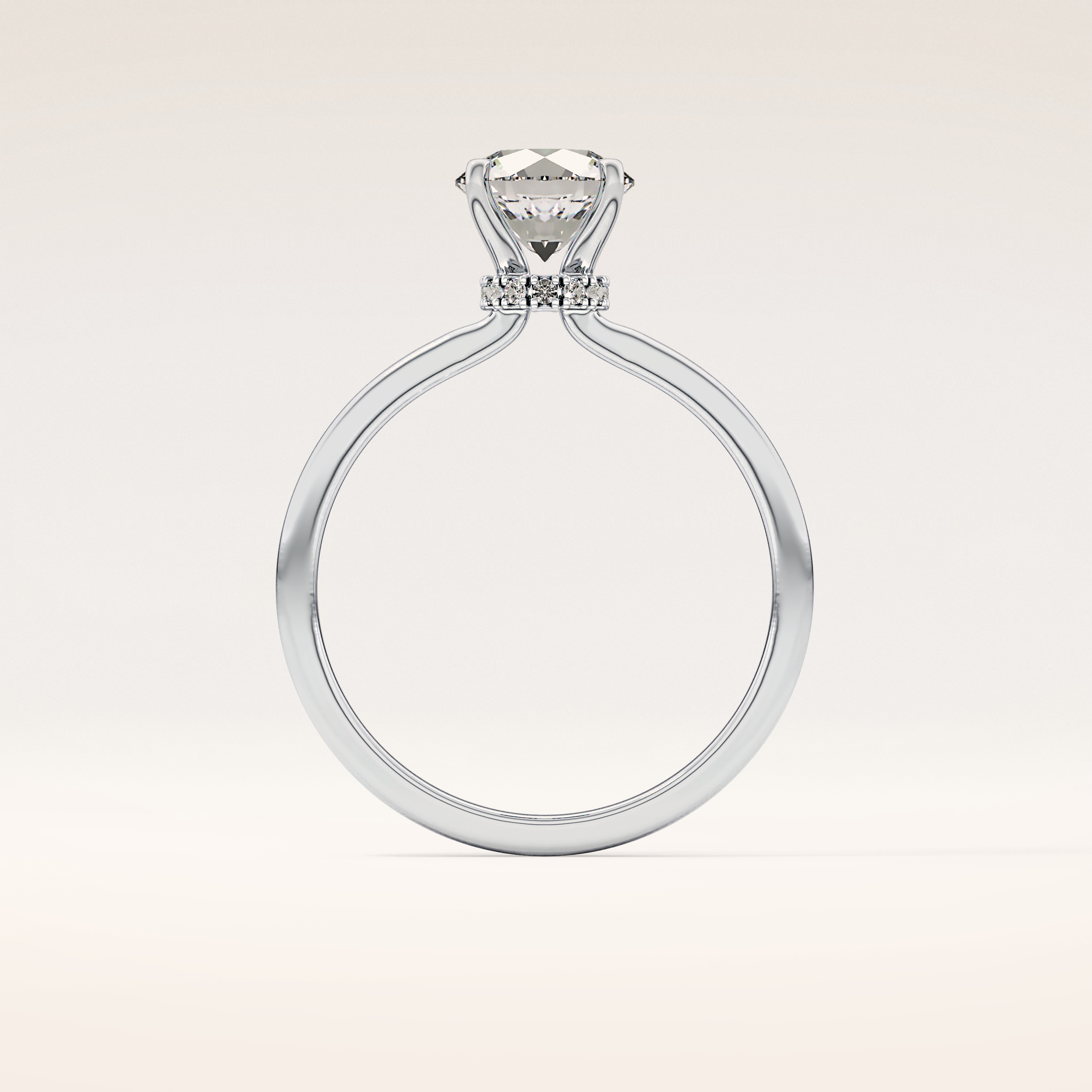 0.033 CT Round Shaped Hidden Halo Moissanite Engagement Ring