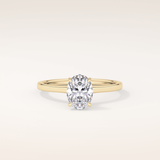 0.94 CT Oval Shaped Hidden Halo Moissanite Engagement Ring