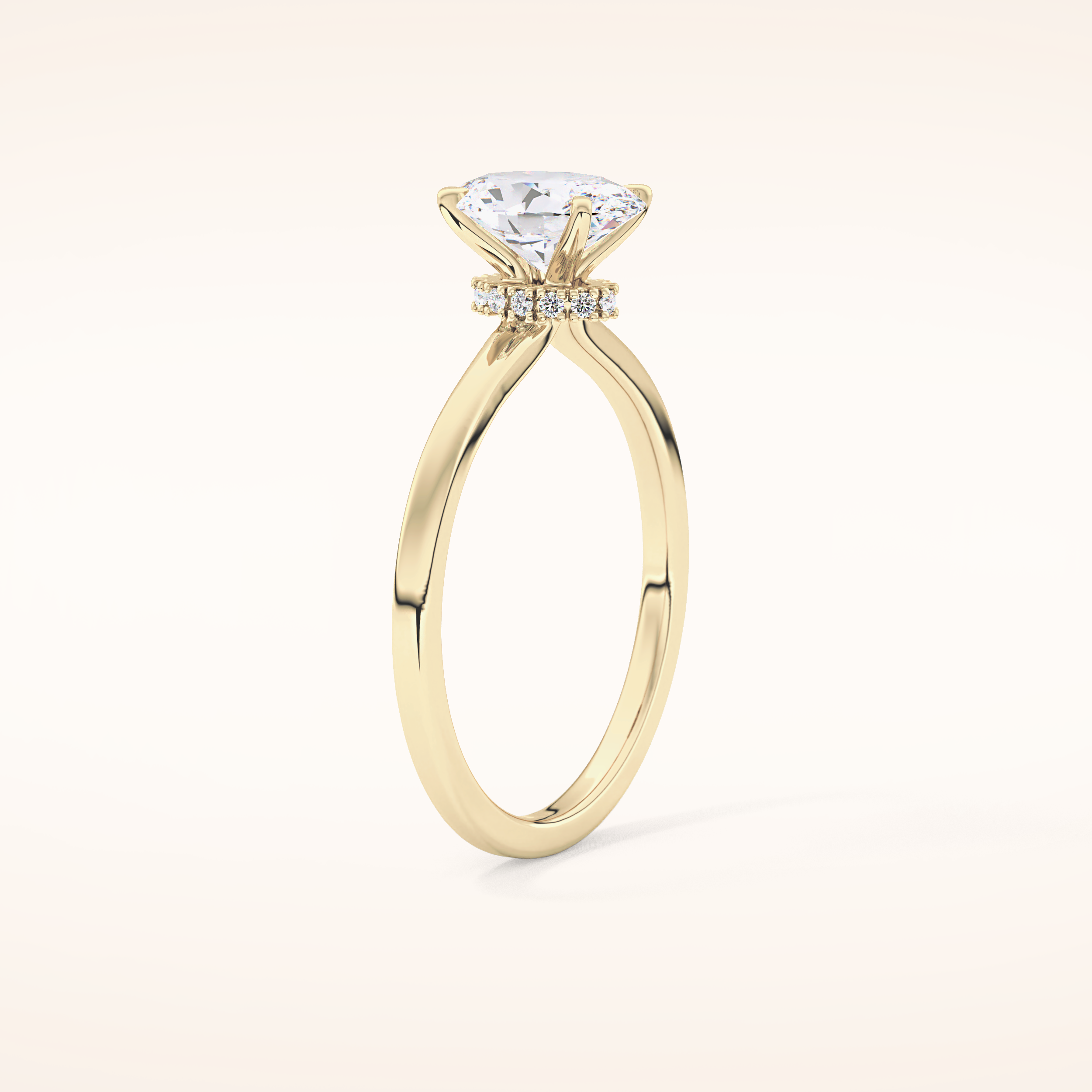 0.94 CT Oval Shaped Hidden Halo Moissanite Engagement Ring