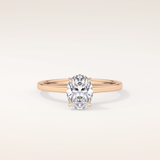 0.94 CT Oval Shaped Hidden Halo Moissanite Engagement Ring