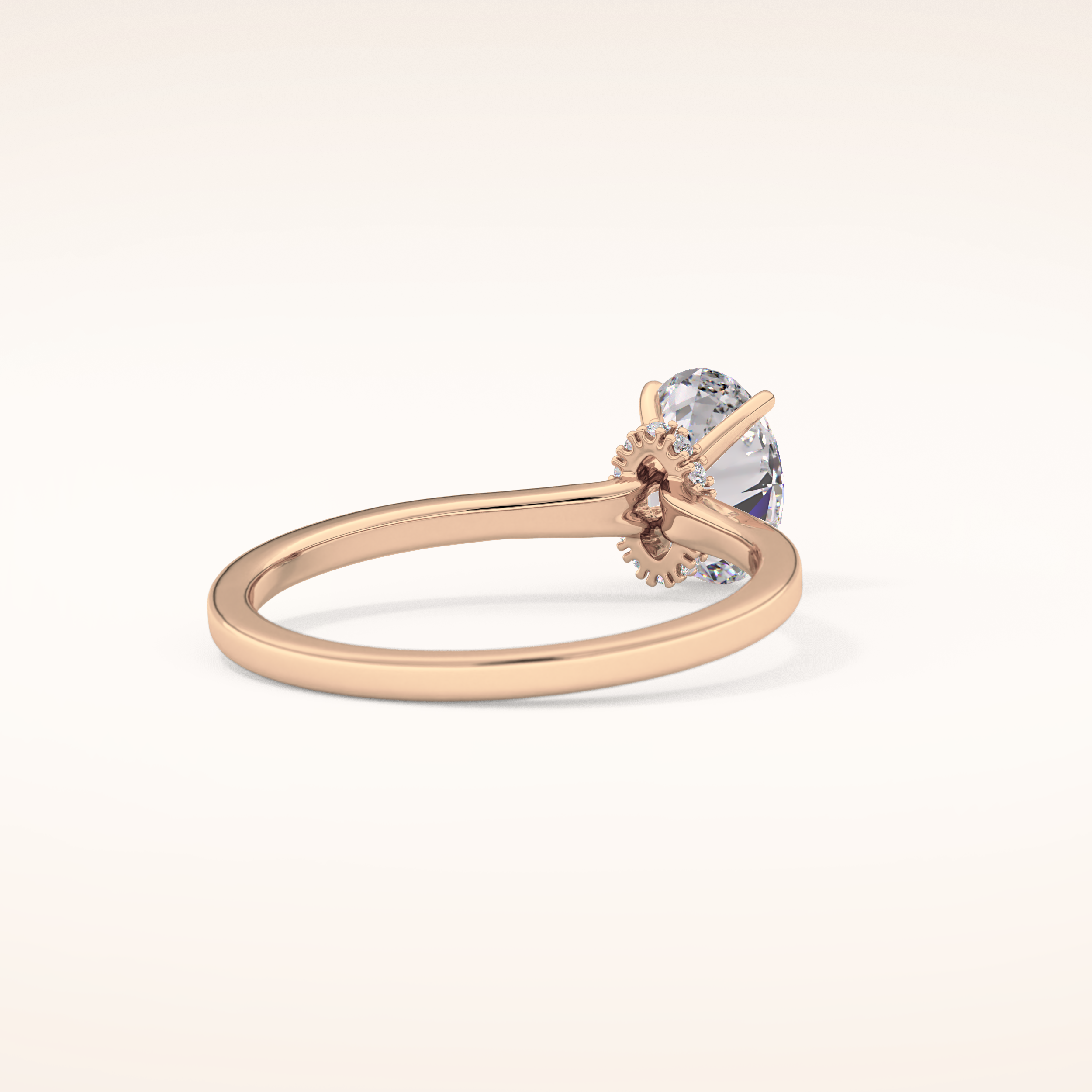 0.94 CT Oval Shaped Hidden Halo Moissanite Engagement Ring