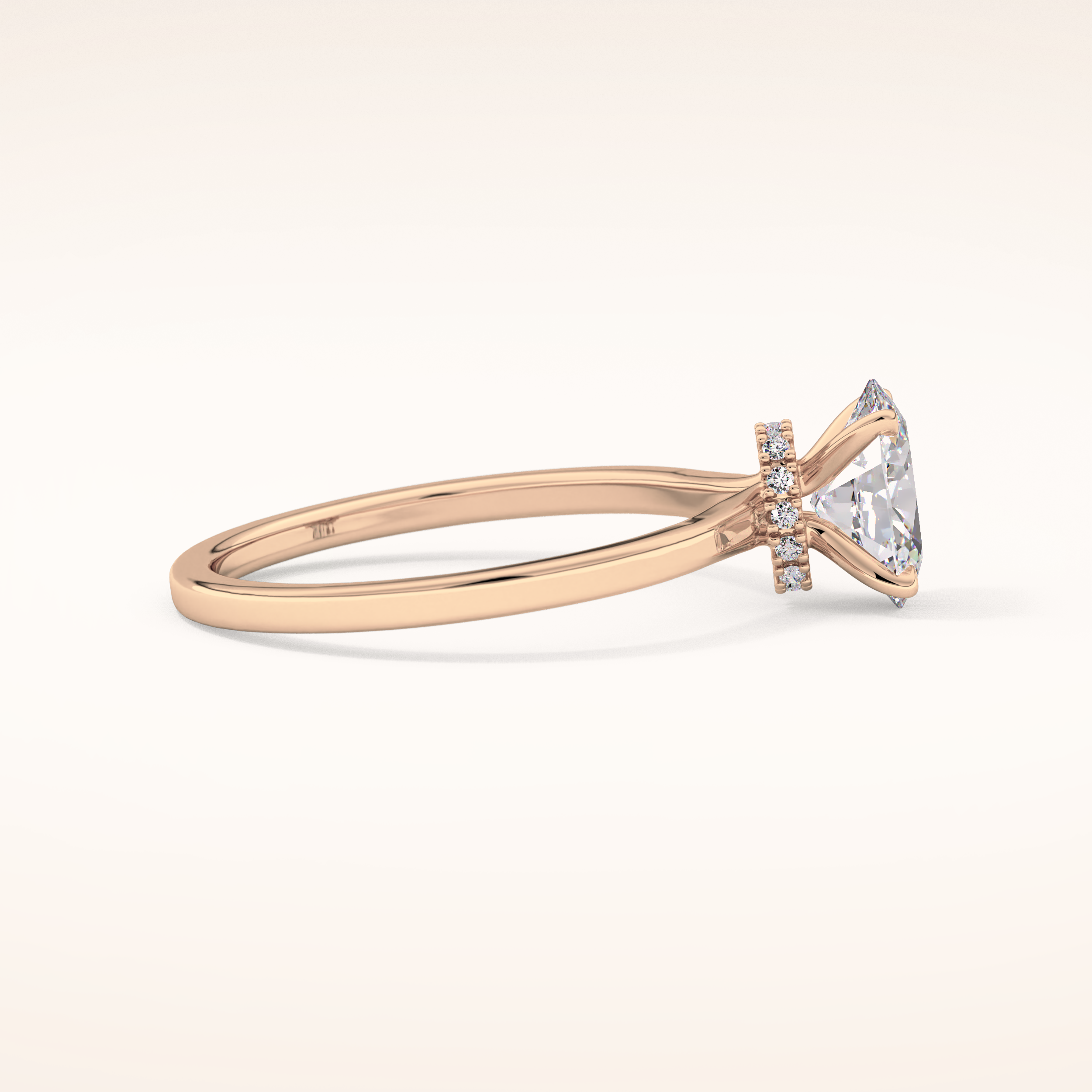 0.94 CT Oval Shaped Hidden Halo Moissanite Engagement Ring