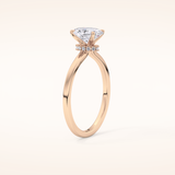 0.94 CT Oval Shaped Hidden Halo Moissanite Engagement Ring