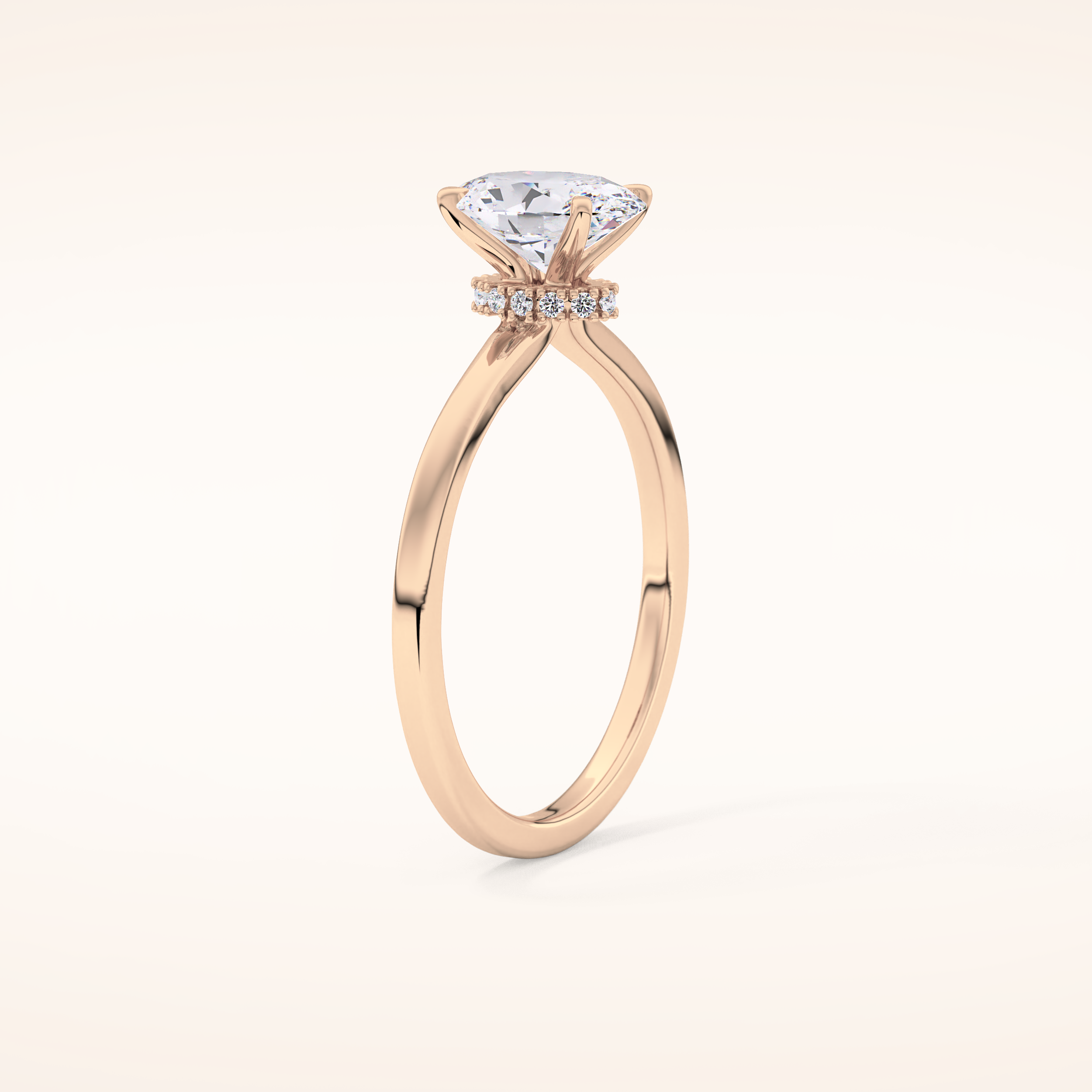 0.94 CT Oval Shaped Hidden Halo Moissanite Engagement Ring