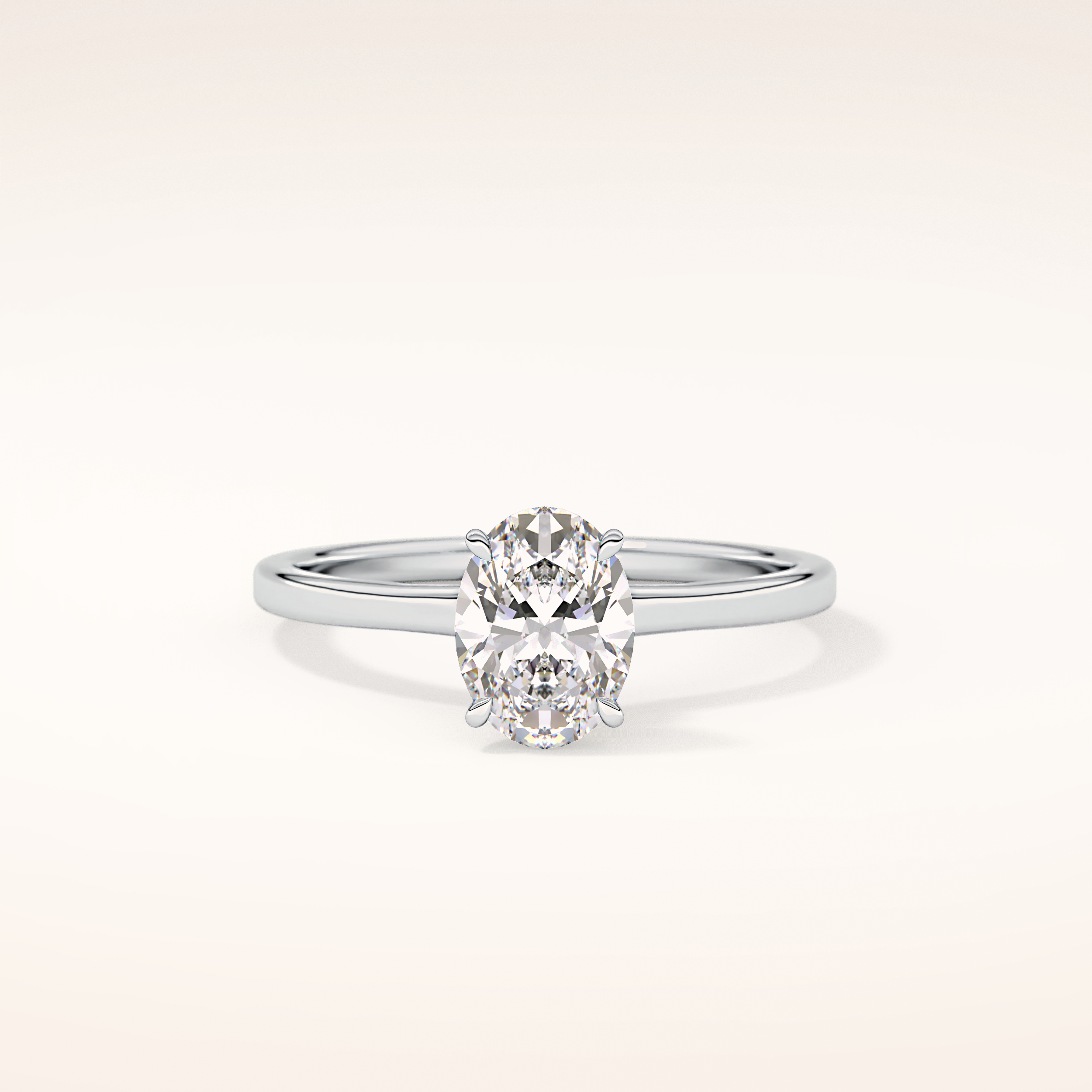0.94 CT Oval Shaped Hidden Halo Moissanite Engagement Ring