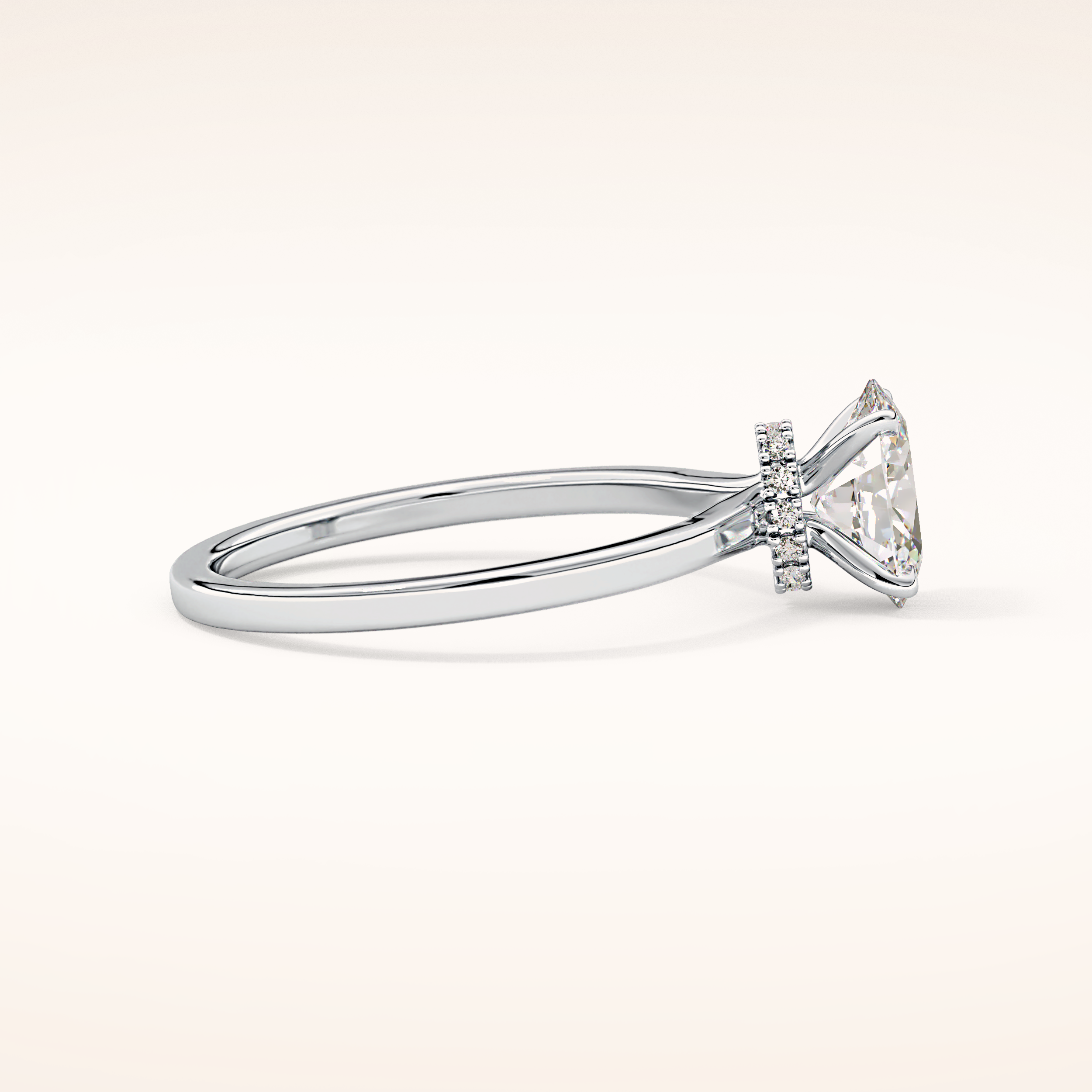0.94 CT Oval Shaped Hidden Halo Moissanite Engagement Ring
