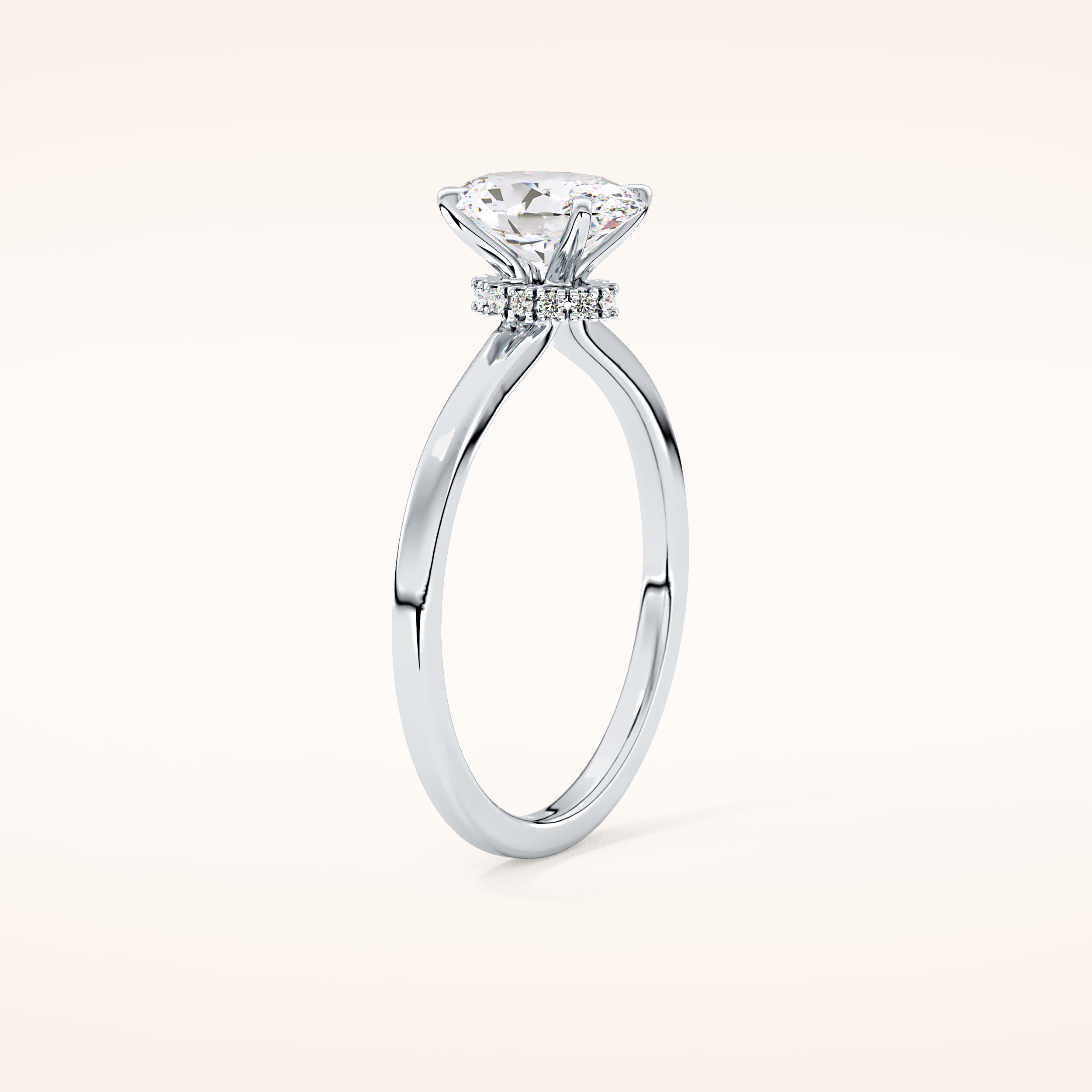 0.94 CT Oval Shaped Hidden Halo Moissanite Engagement Ring