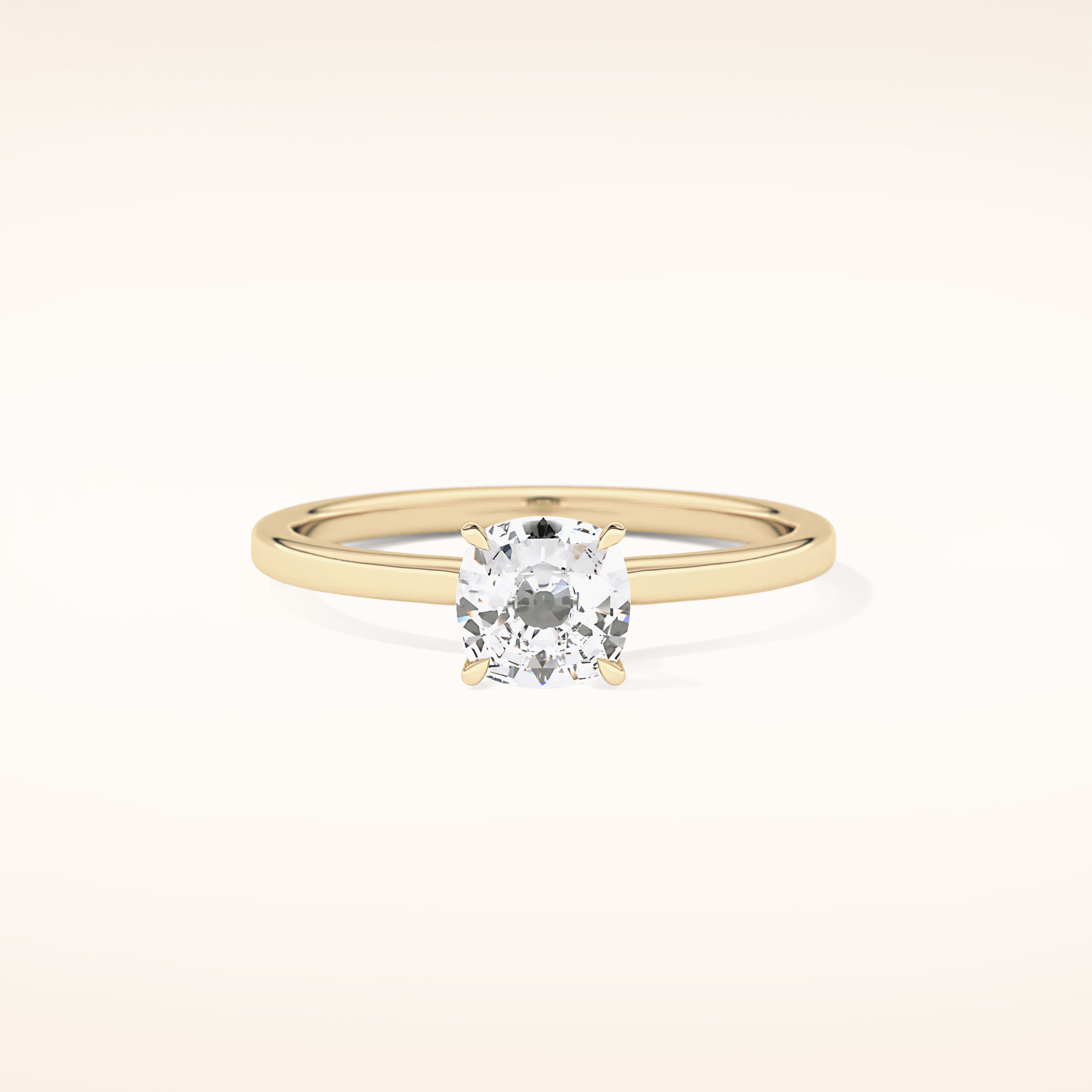 0.78 CT Cushion Shaped Hidden Halo Moissanite Engagement Ring