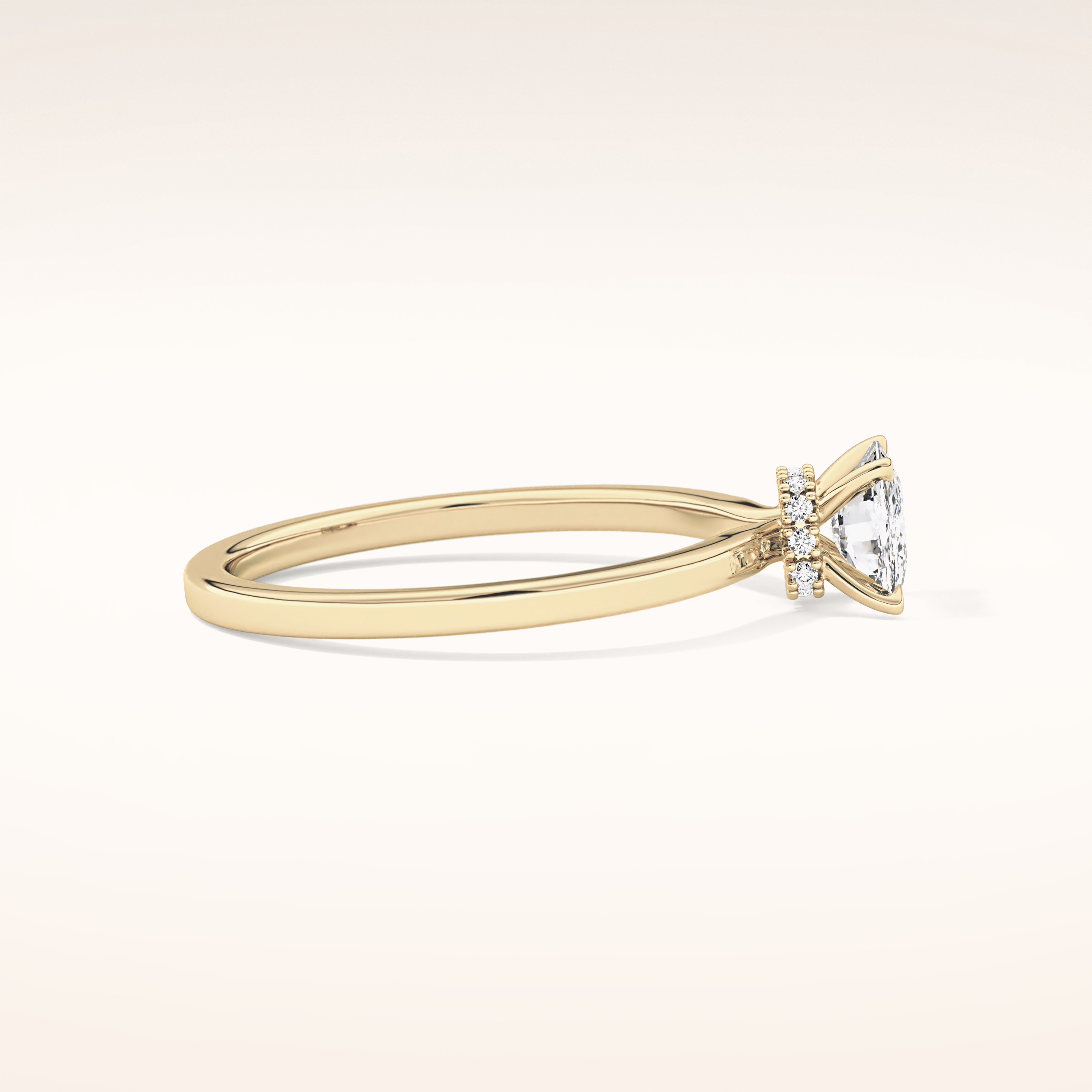 0.78 CT Cushion Shaped Hidden Halo Moissanite Engagement Ring
