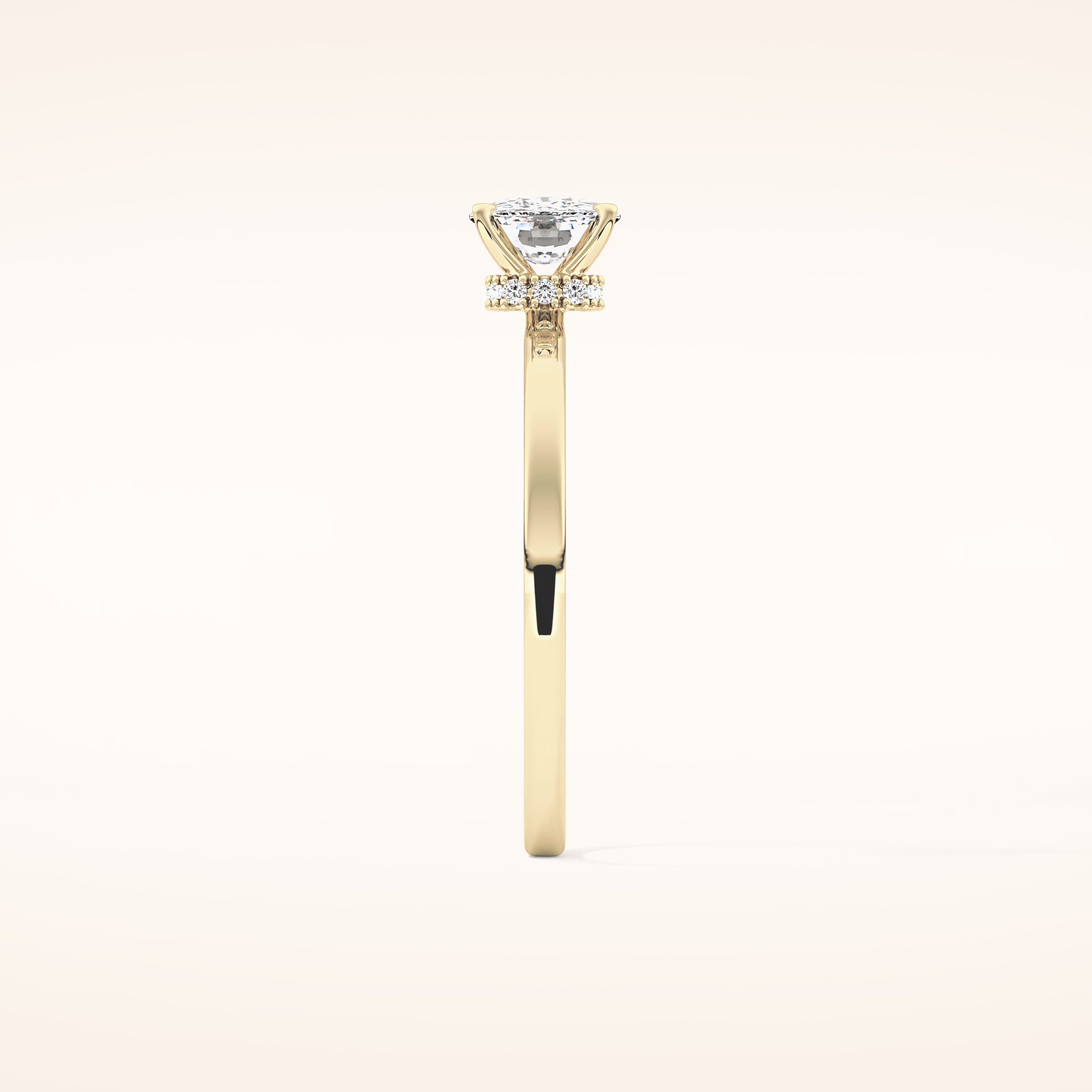 0.78 CT Cushion Shaped Hidden Halo Moissanite Engagement Ring