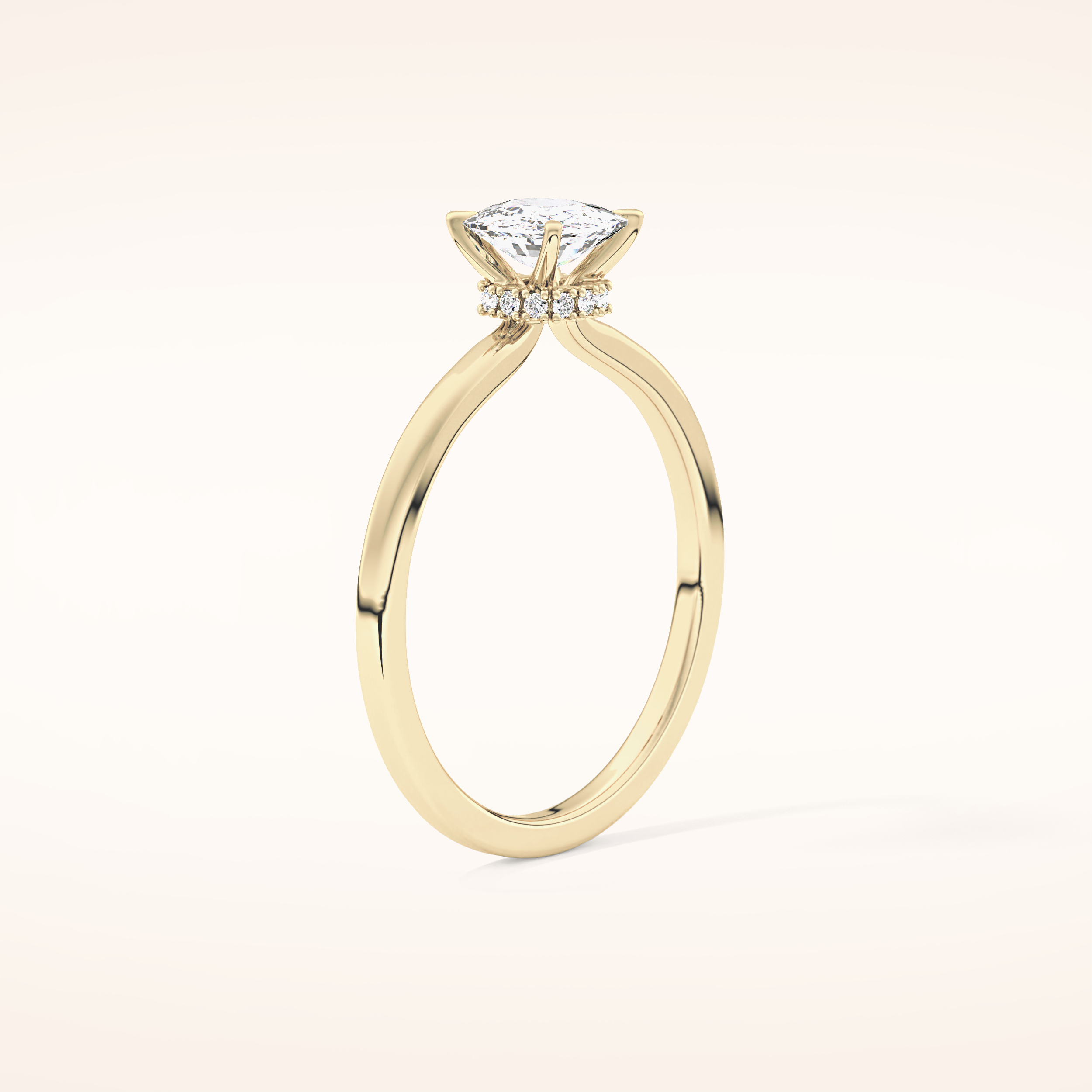 0.78 CT Cushion Shaped Hidden Halo Moissanite Engagement Ring