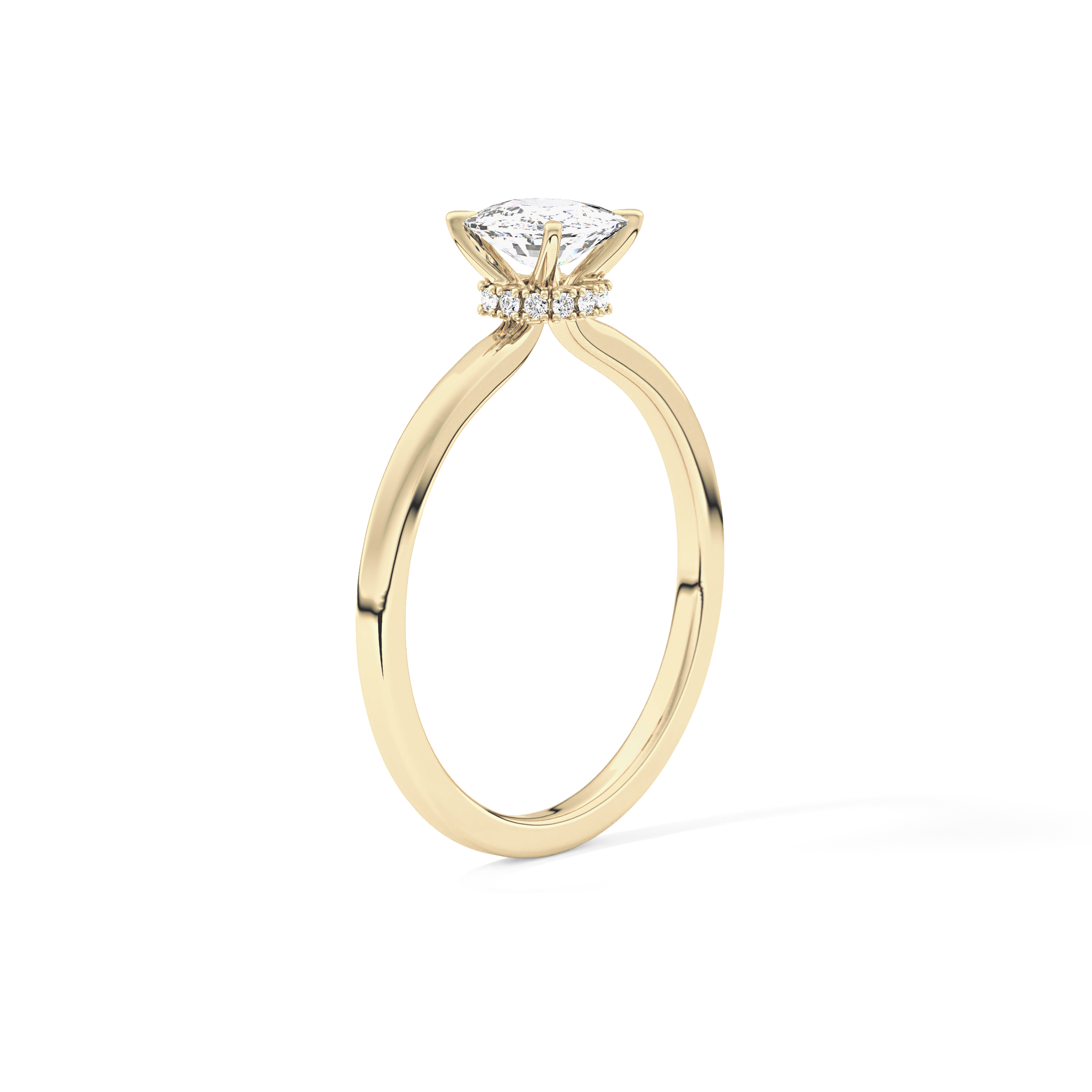 Cushion Hidden Halo Lab Grown Diamond Engagement Ring