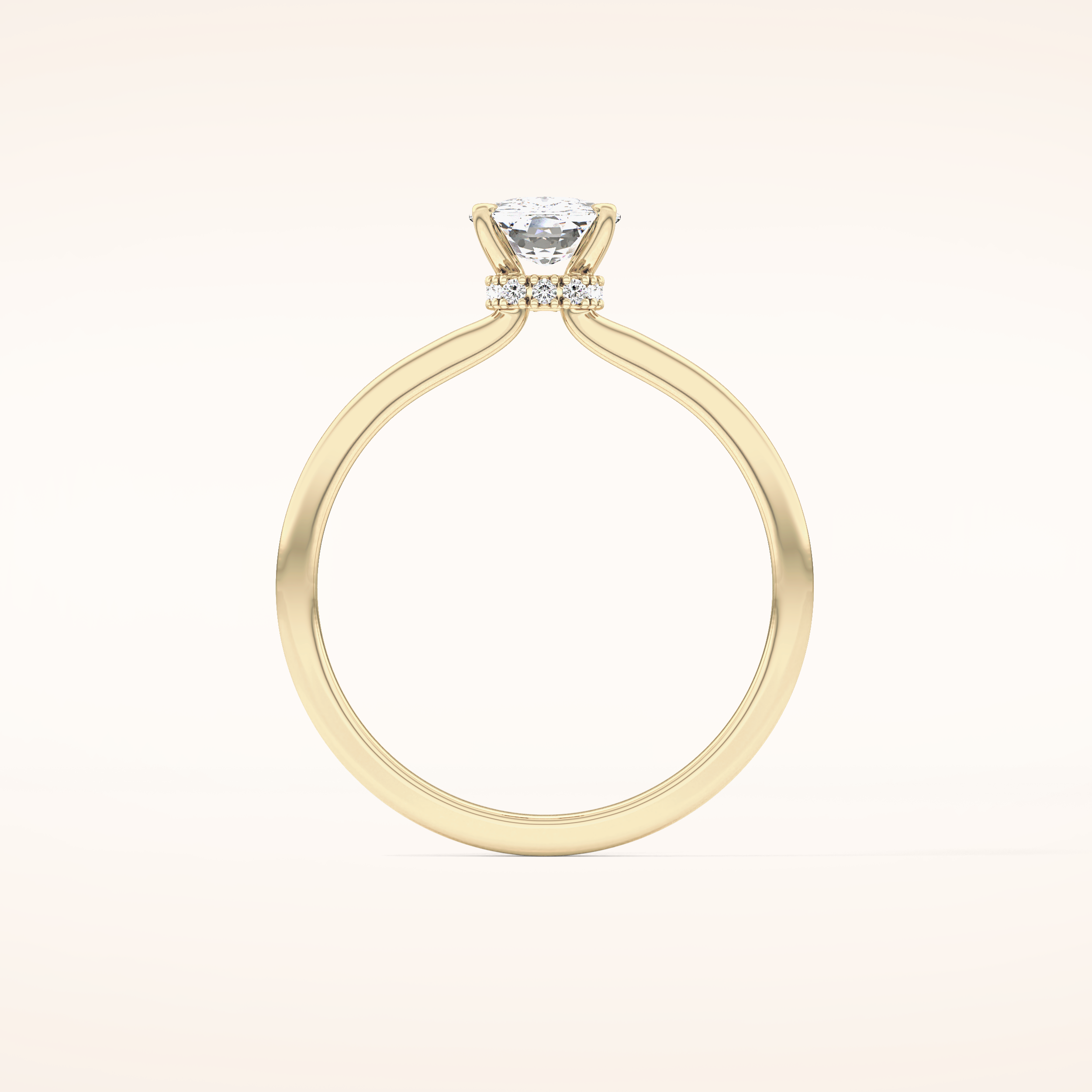 0.78 CT Cushion Shaped Hidden Halo Moissanite Engagement Ring