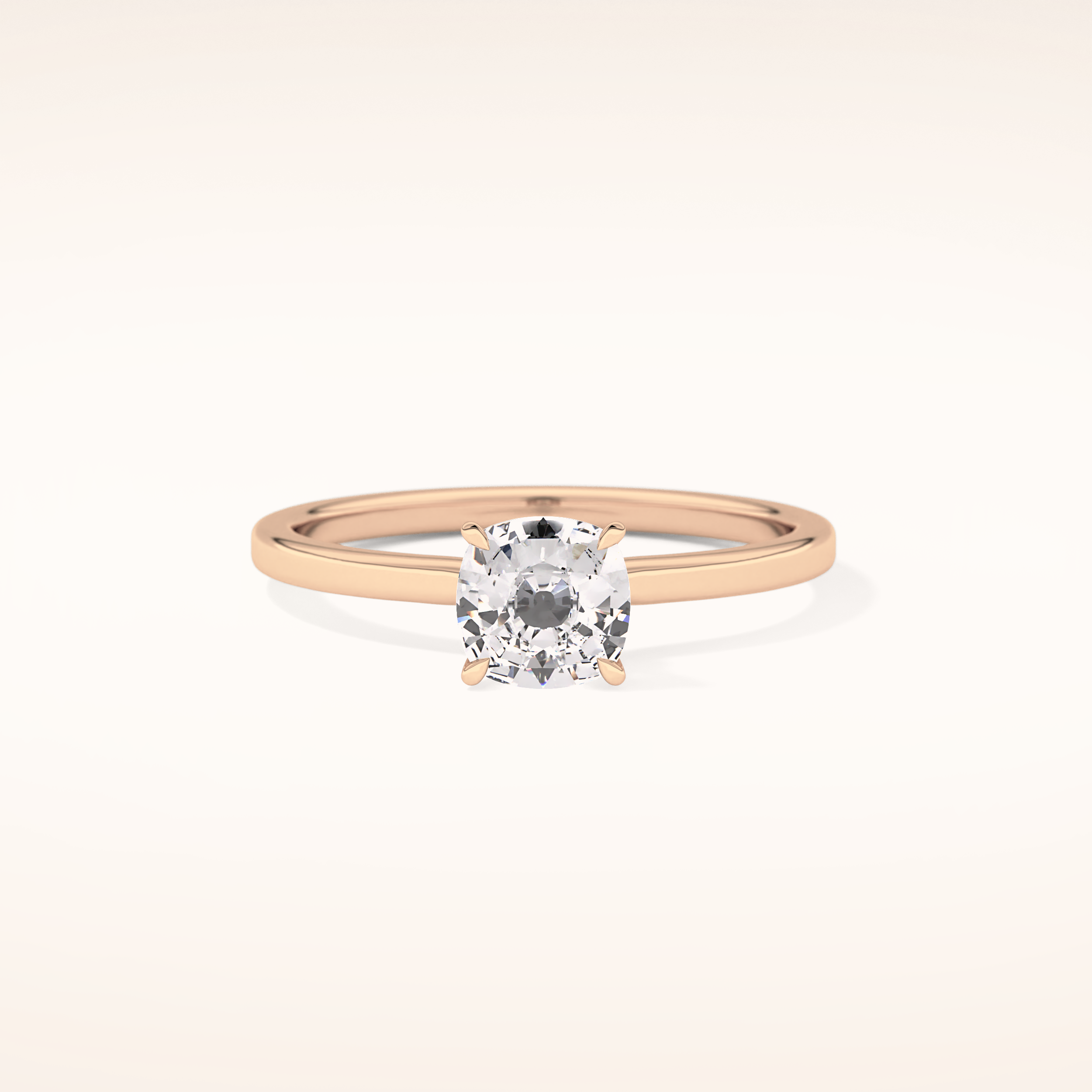 0.78 CT Cushion Shaped Hidden Halo Moissanite Engagement Ring