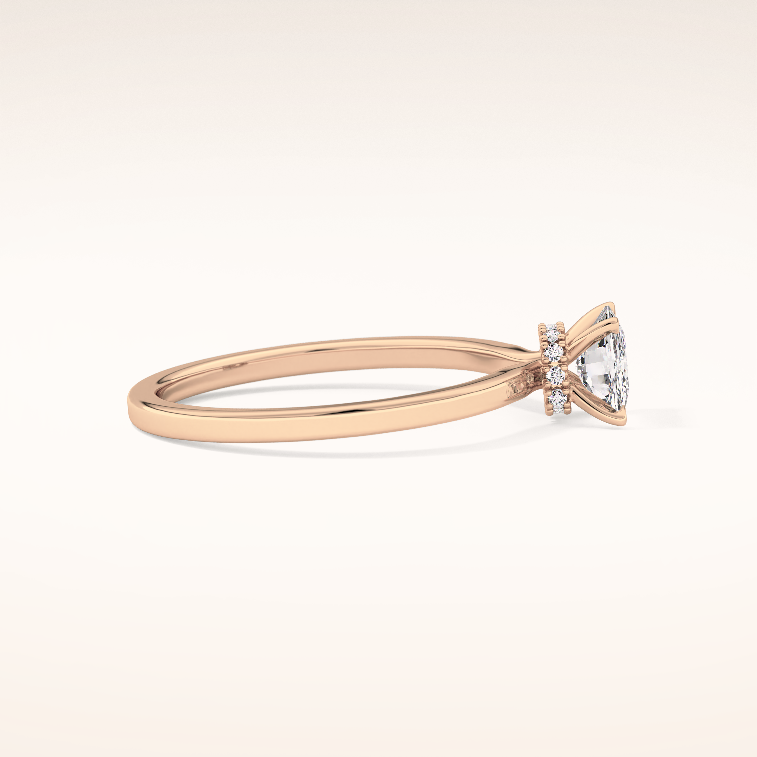 0.78 CT Cushion Shaped Hidden Halo Moissanite Engagement Ring