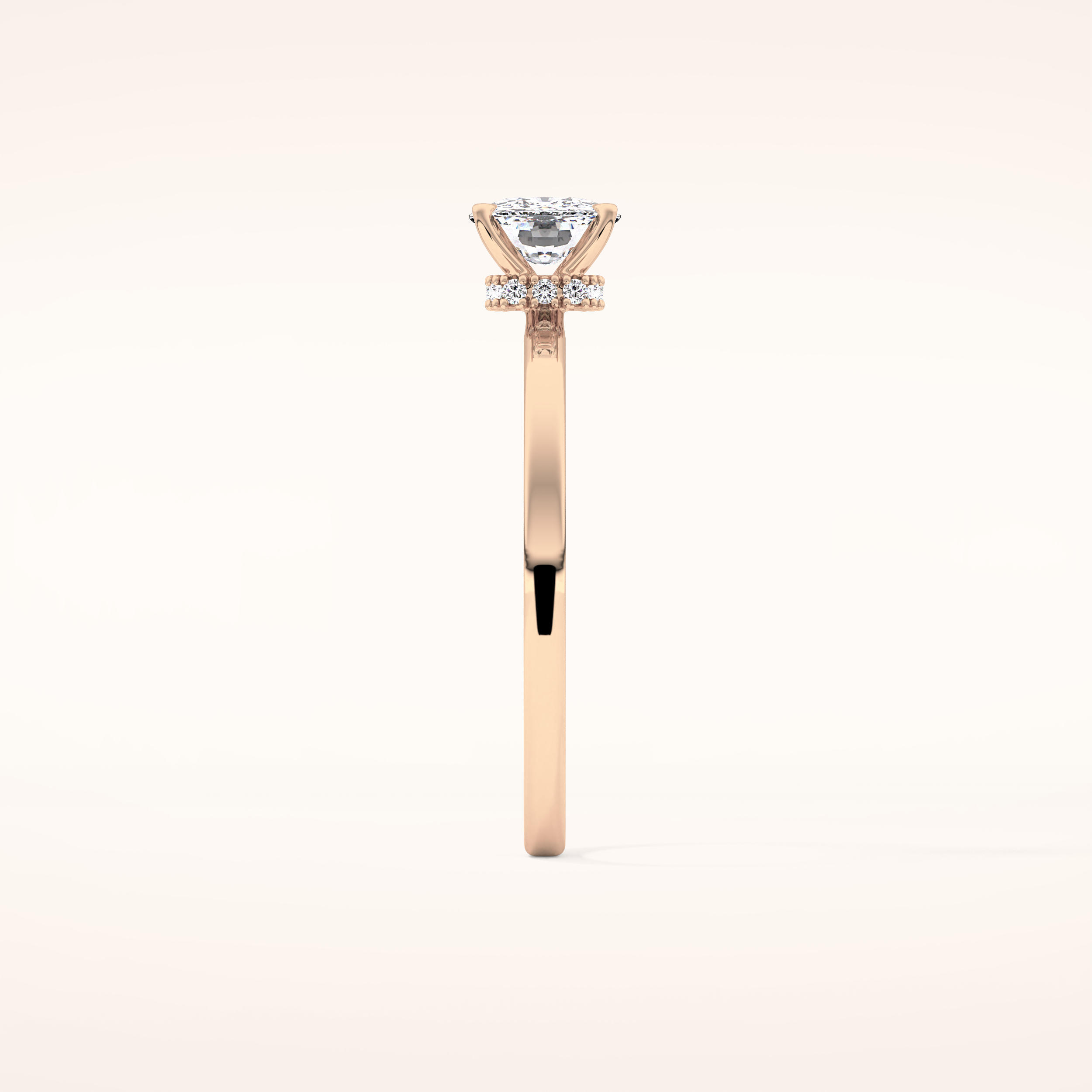 0.78 CT Cushion Shaped Hidden Halo Moissanite Engagement Ring