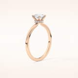 0.78 CT Cushion Shaped Hidden Halo Moissanite Engagement Ring